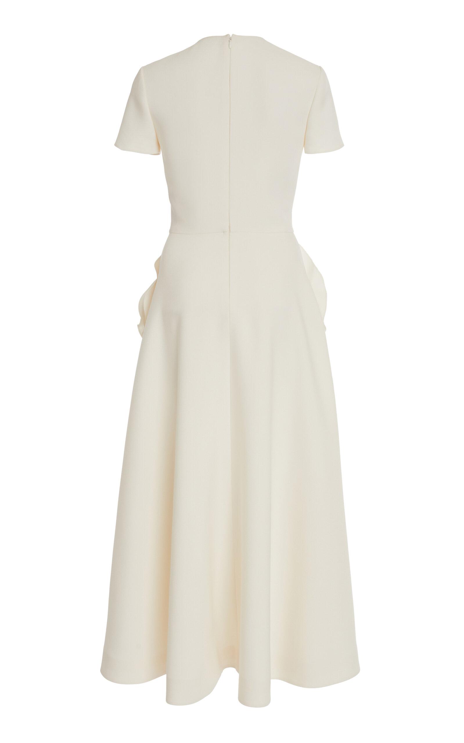 Valentino Garavani Flower-detailed Wool-silk Midi Dress in Valentino Garavani Flower-detailed Wool-silk Midi Dress in