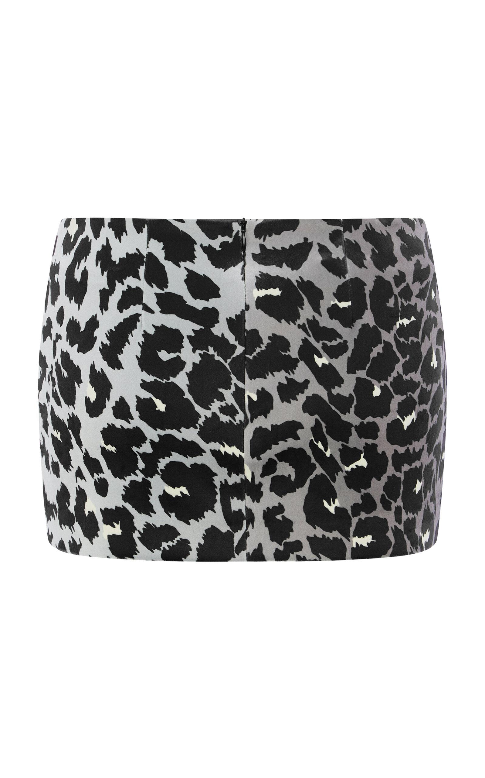 Black and white leopard print mini skirt deals