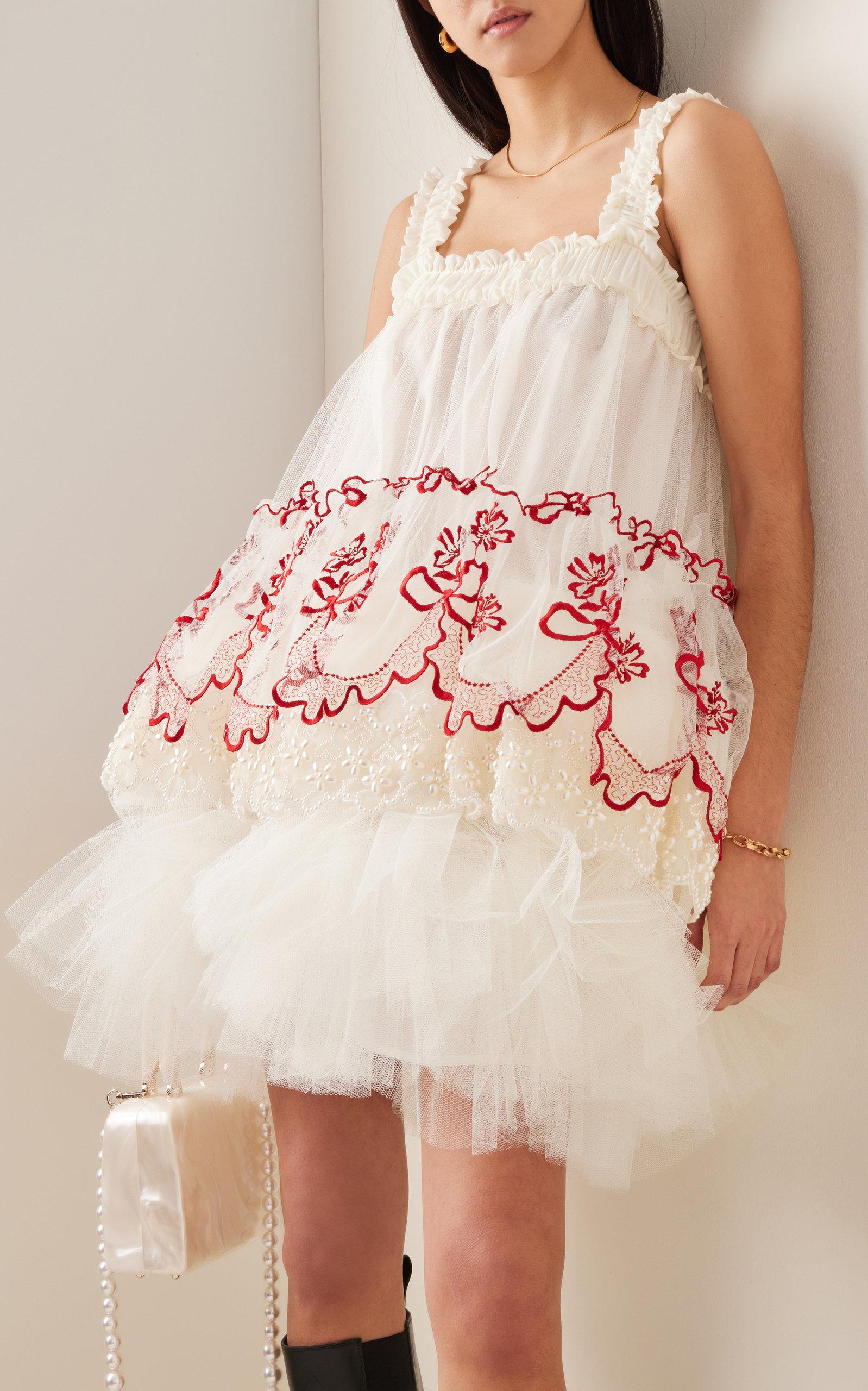 Simone Rocha Embroidered Layered Tulle Mini Dress | Lyst