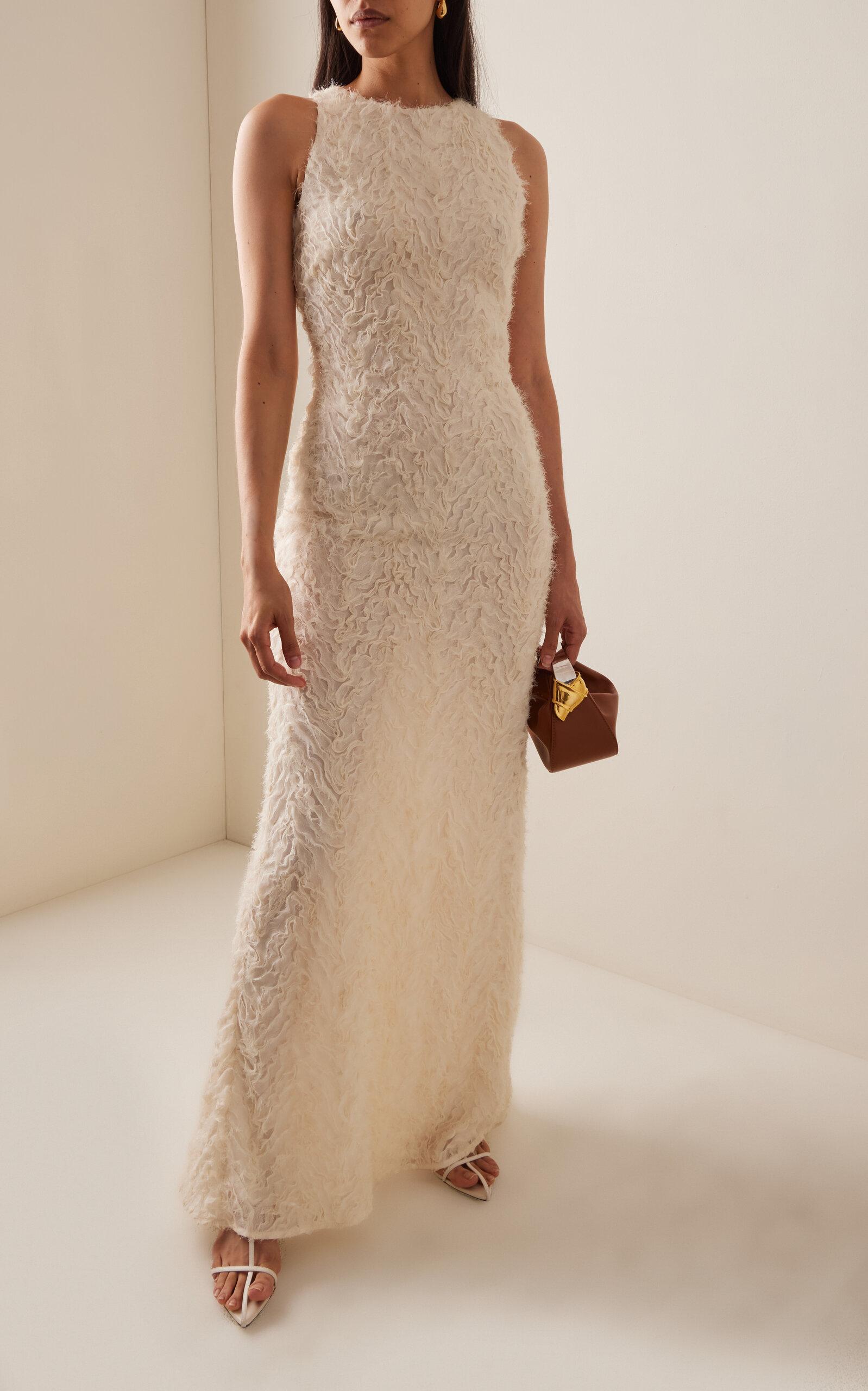 Carla Zampatti Onda Embroidered Gown in White | Lyst