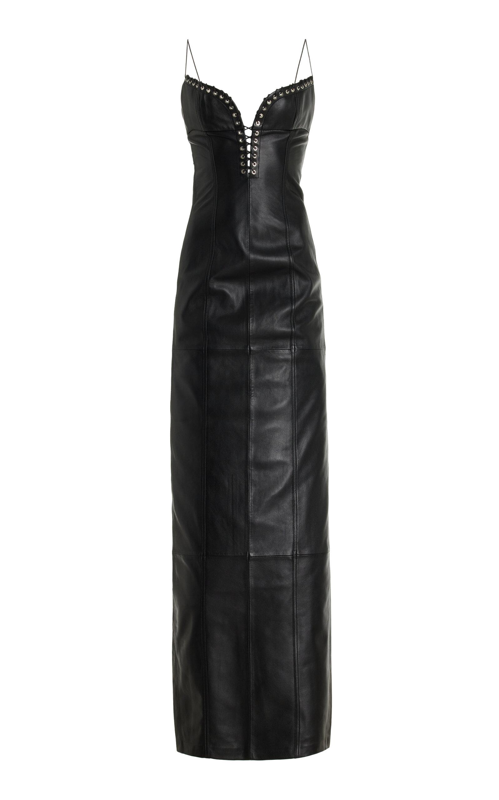 Ludovic de Saint Sernin Exclusive Lace-up Leather Bustier Maxi Dress in  Black | Lyst