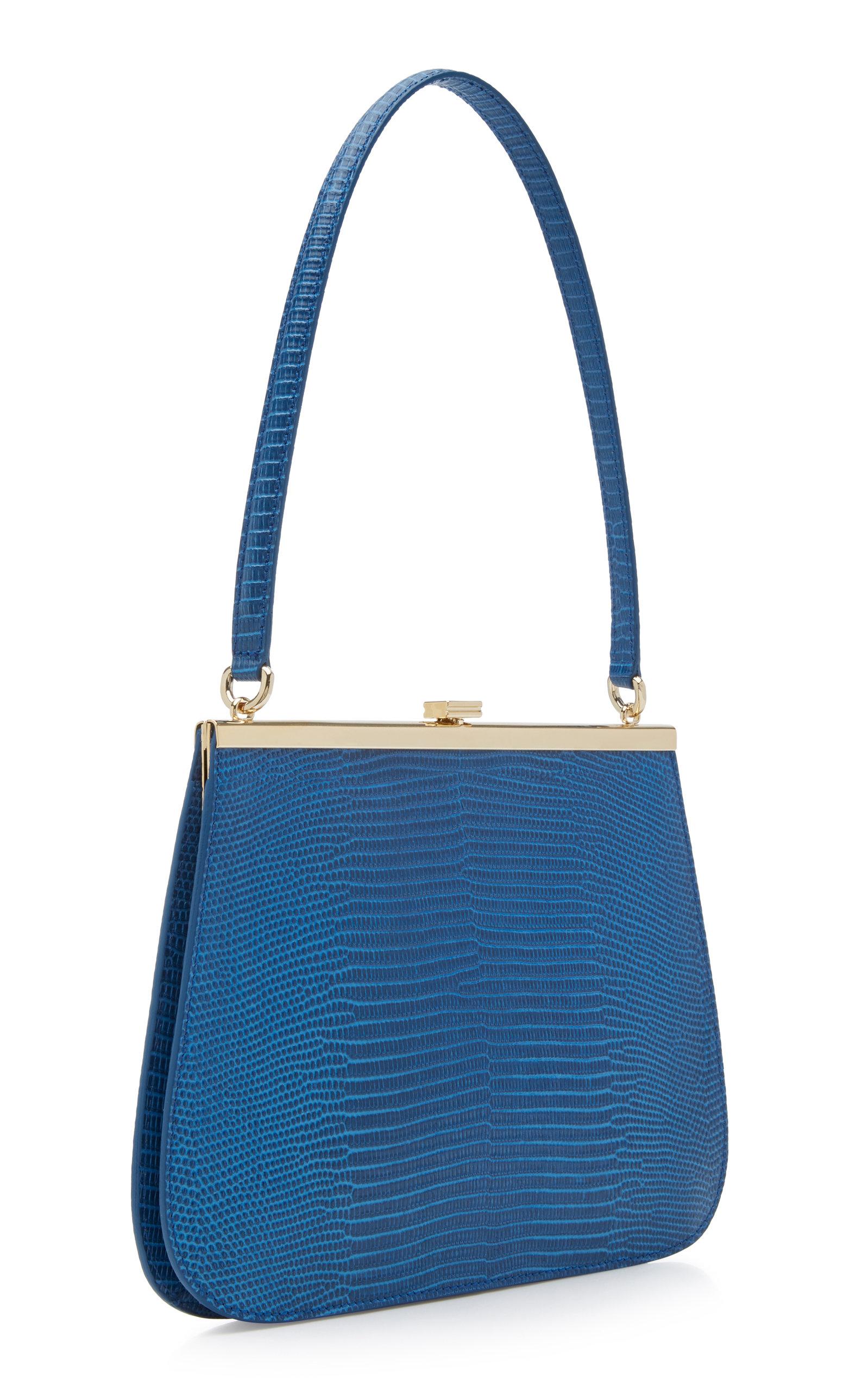 Tl-180 Anouk Lizard-embossed Leather Handle Bag in Blue - Lyst