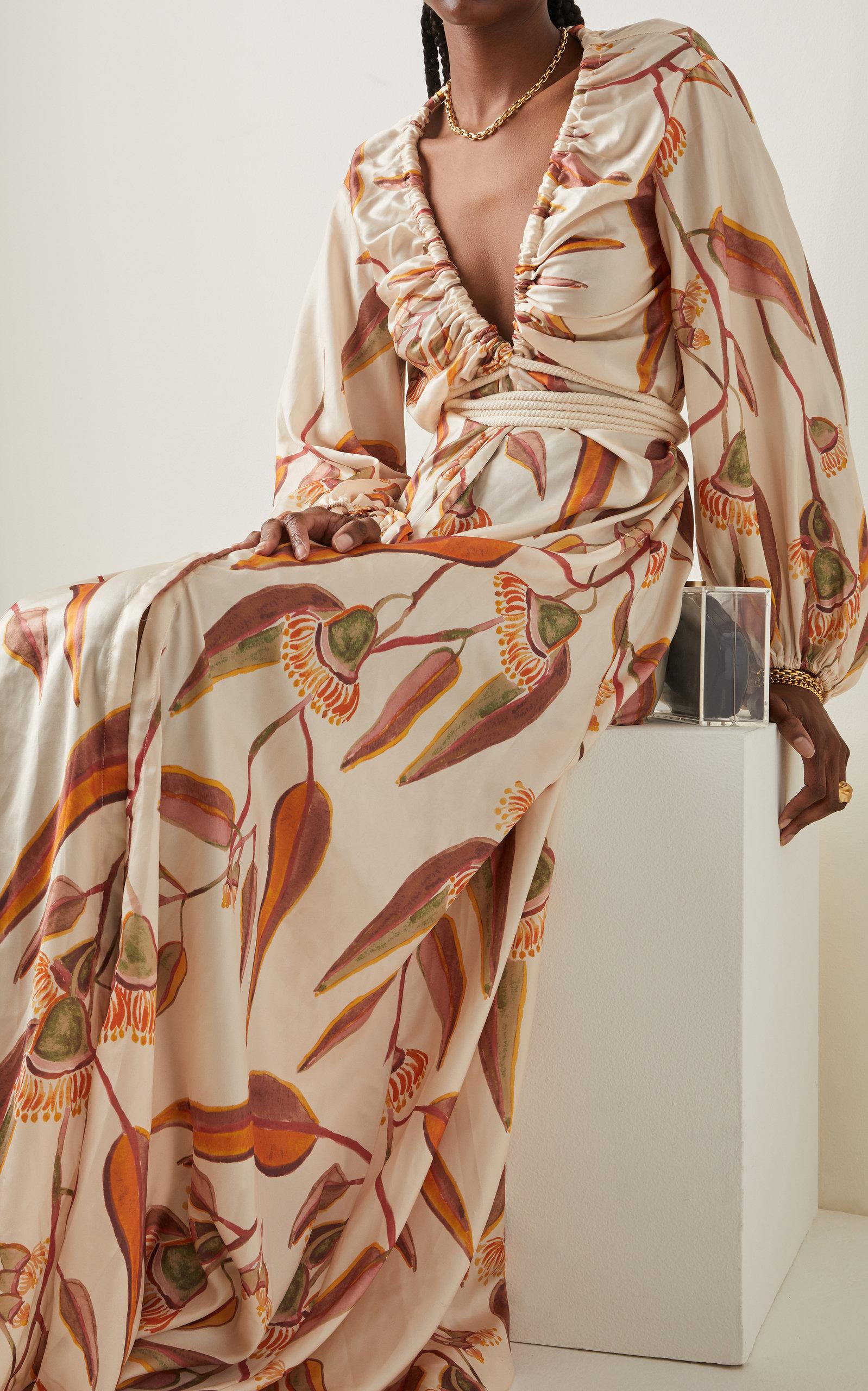 Andrea Iyamah Neema Printed Crepe Maxi Robe Dress | Lyst