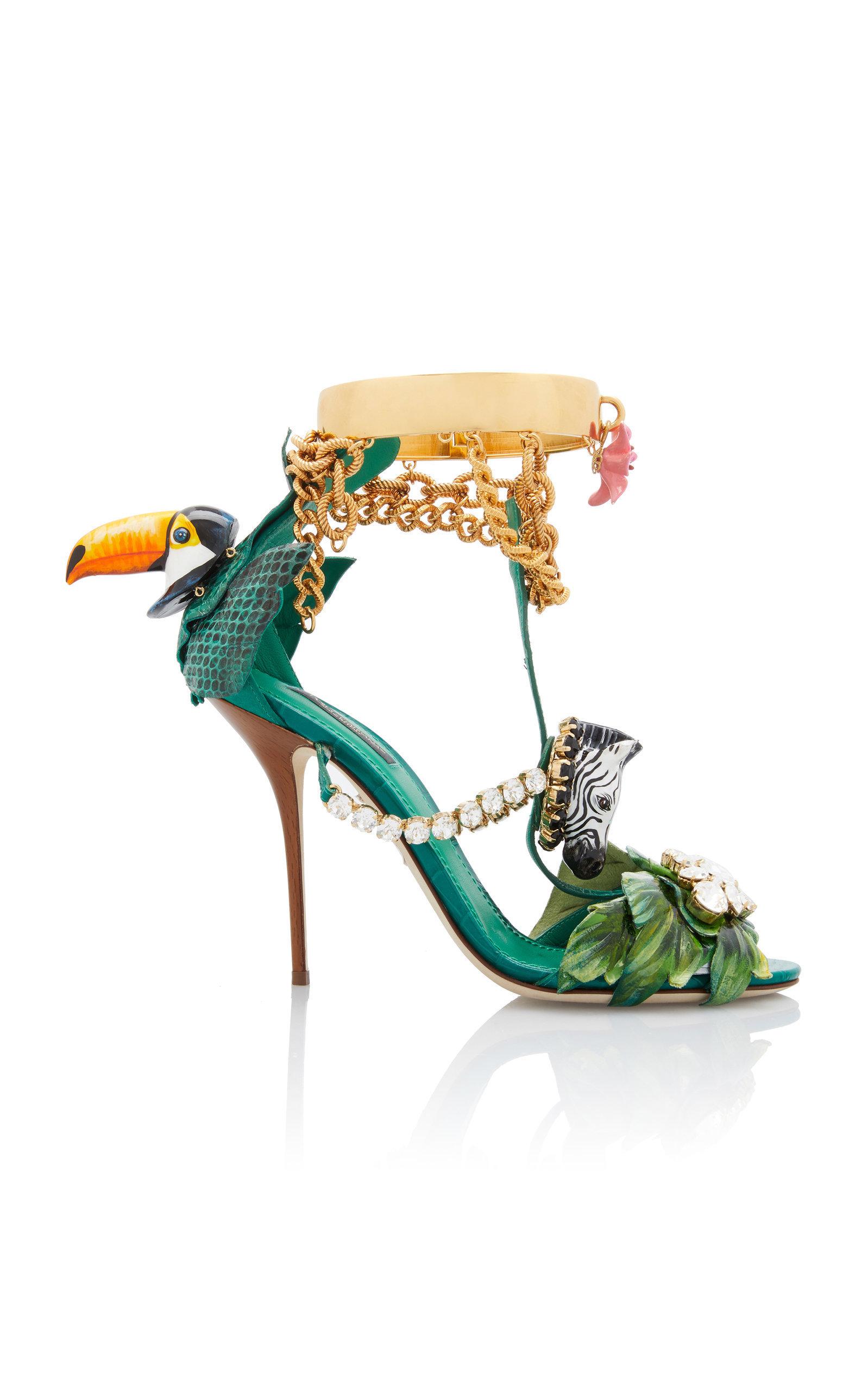Dolce & Gabbana Tropical Embellished Sandals in Green | Lyst