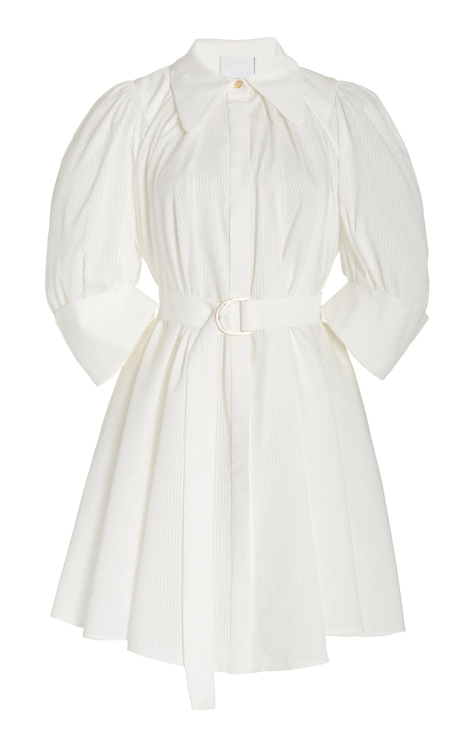 Acler Lorne Belted Cotton-blend Mini Shirt Dress in White | Lyst