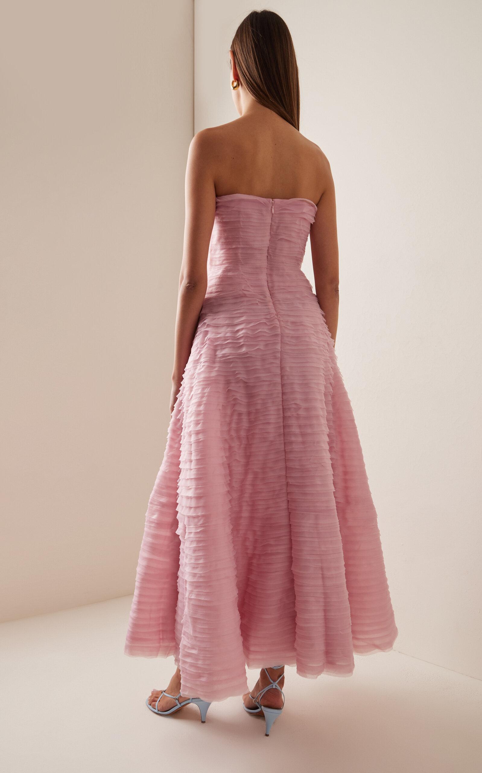 Aje. Soundscape Strapless Ruffled Maxi Dress in Pink | Lyst