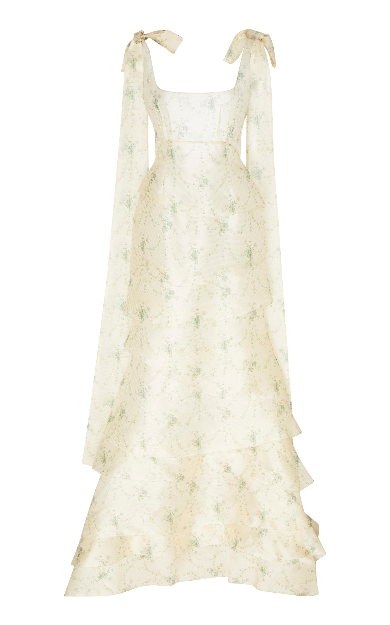 chinese dress ladies Cornelia Floral Sheer Maxi Dress / Ivory | Meshki main image 0
