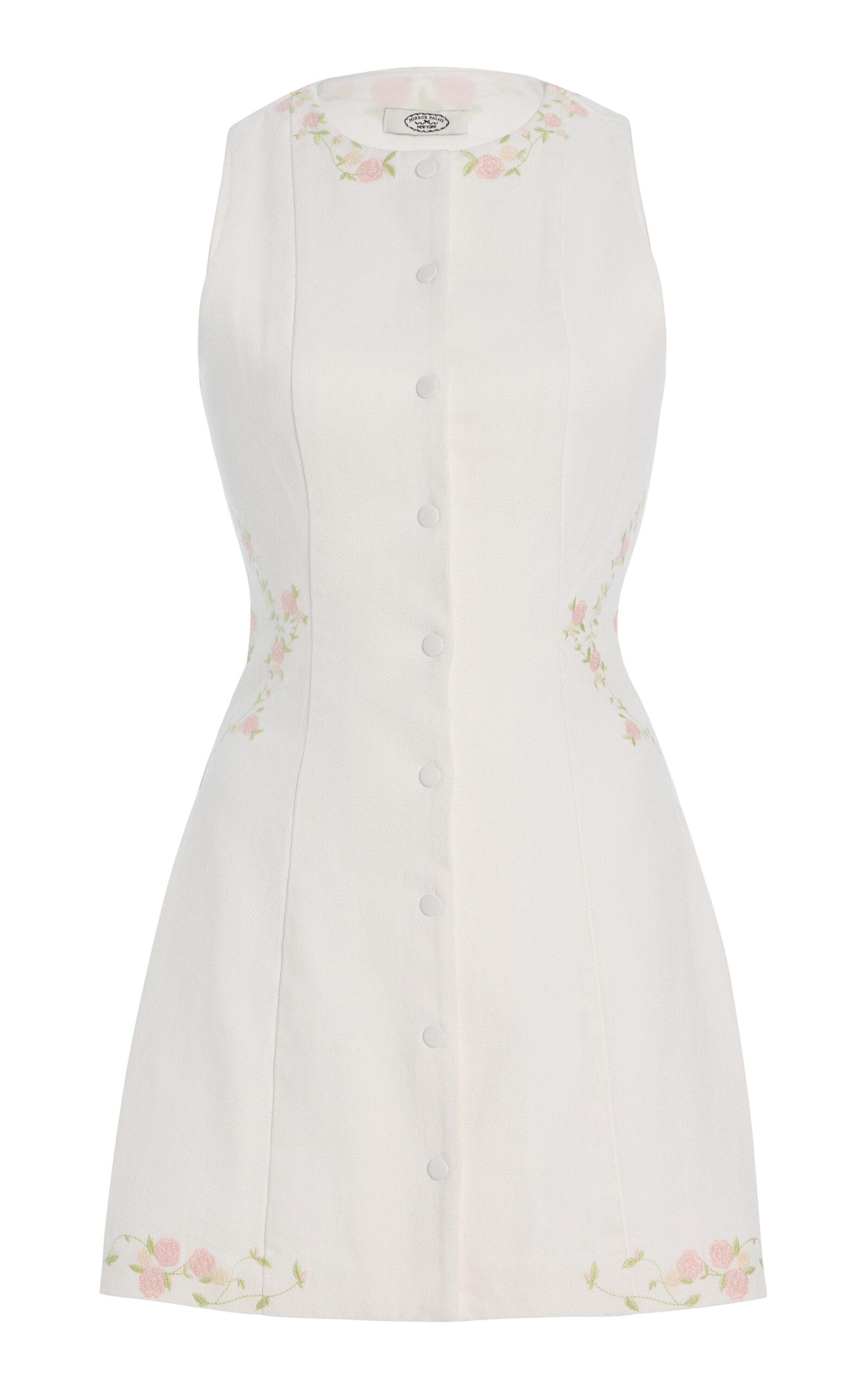 Mirror Palais Embroidered Cotton Mini Dress in White | Lyst