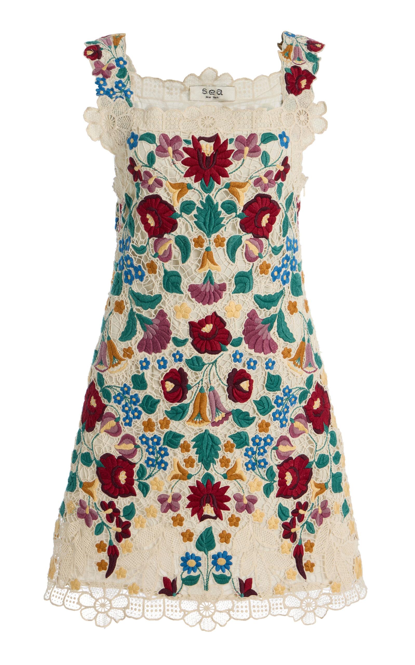 sea cotton mini dress Sea Katharine Embroidered Cotton Mini Dress