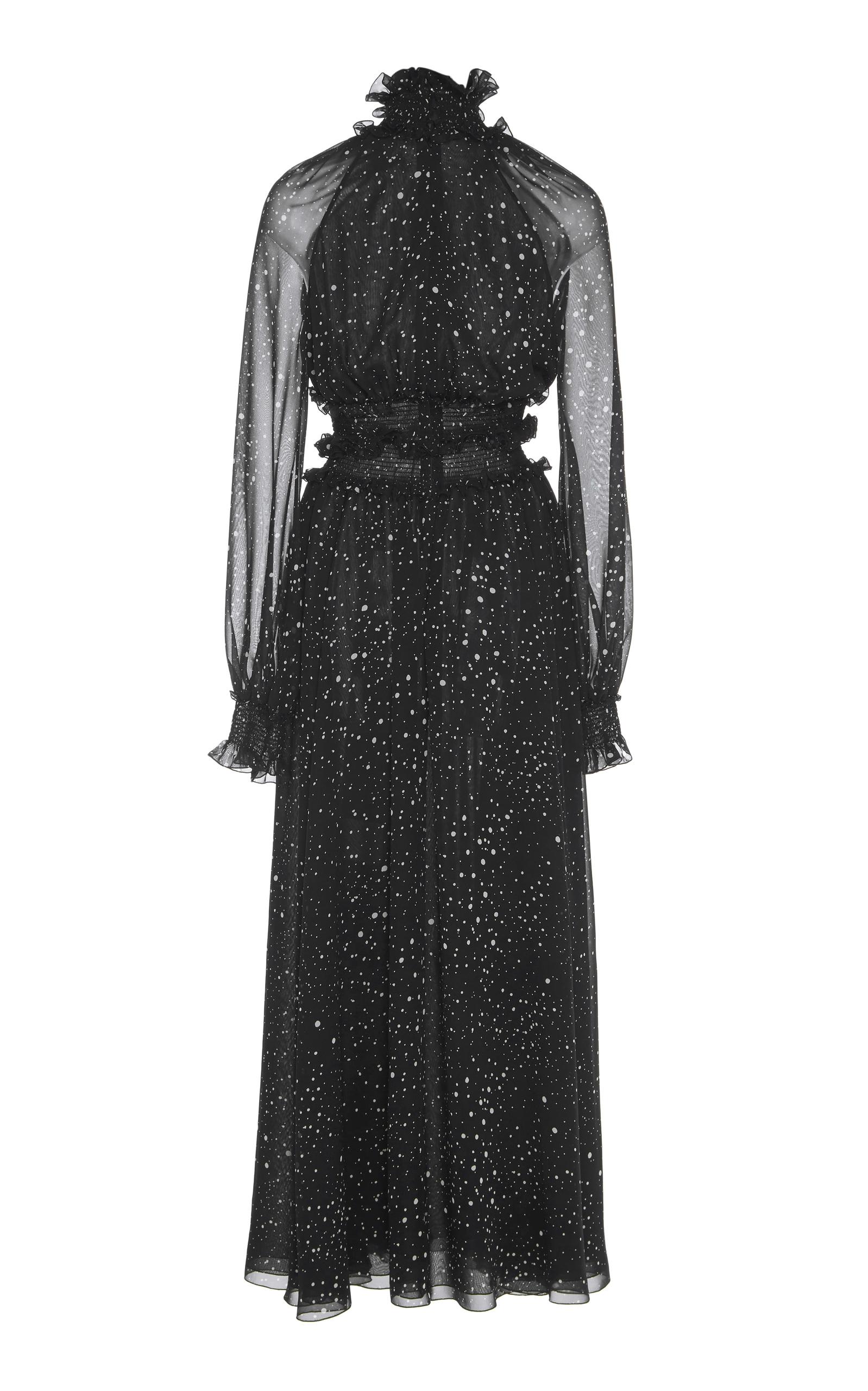 Giambattista Valli Dot Print Silk Dress in Black