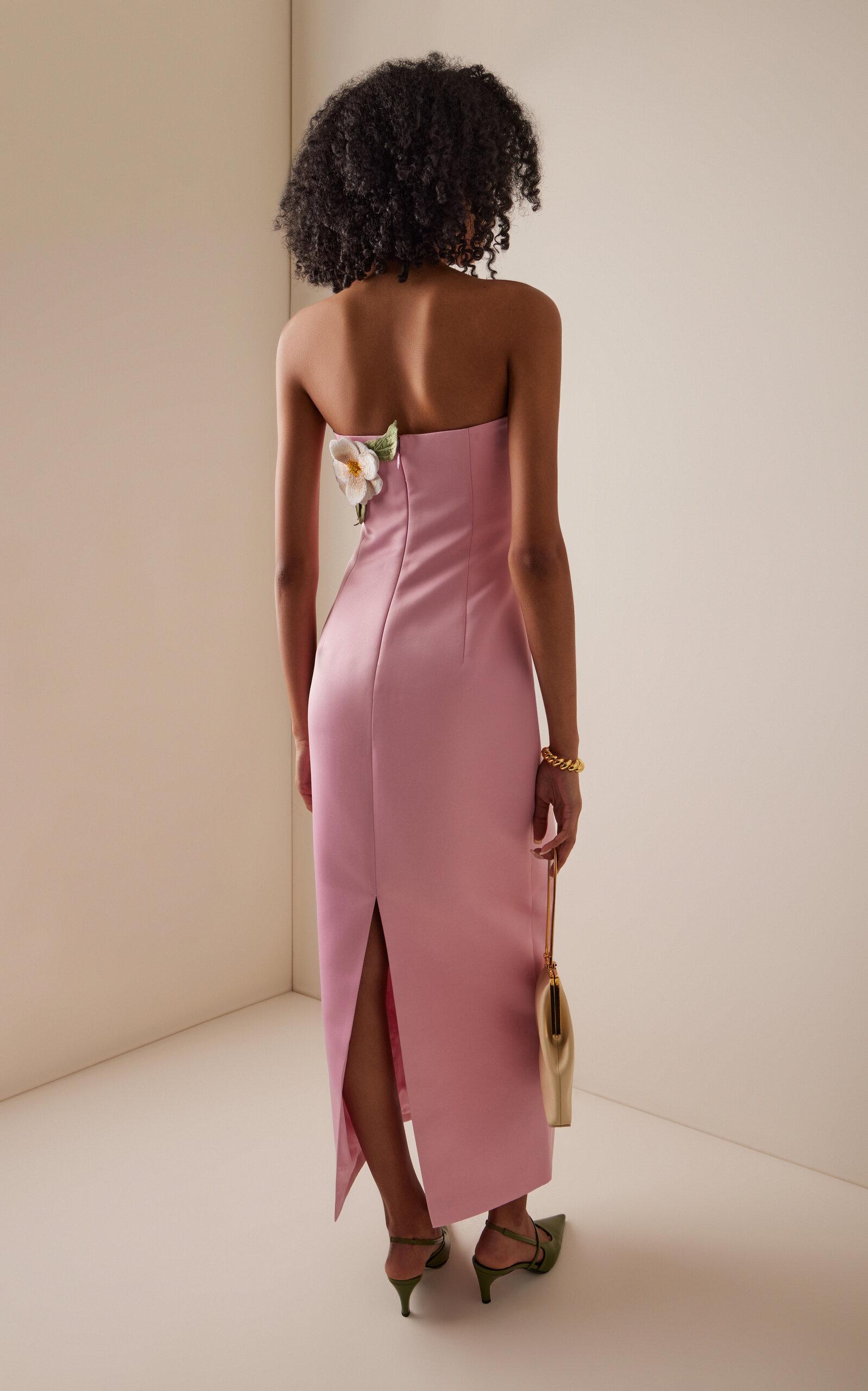 LEO LIN Rayna Appliqud Camelia-Print Bustier Maxi Dress in Pink | Lyst  Canada