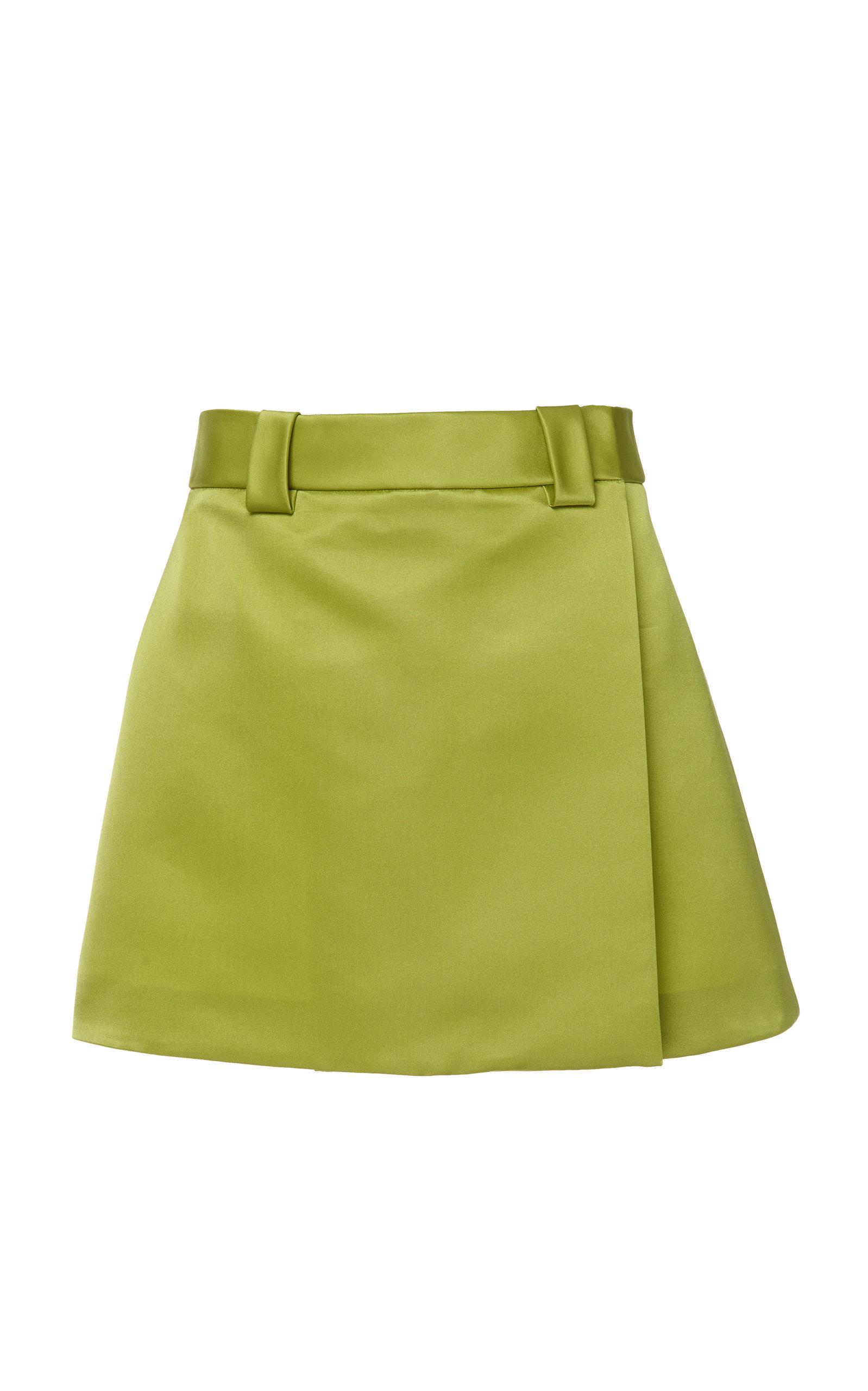 Prada Silk Satin Wrap-effect Mini Skirt in Green | Lyst