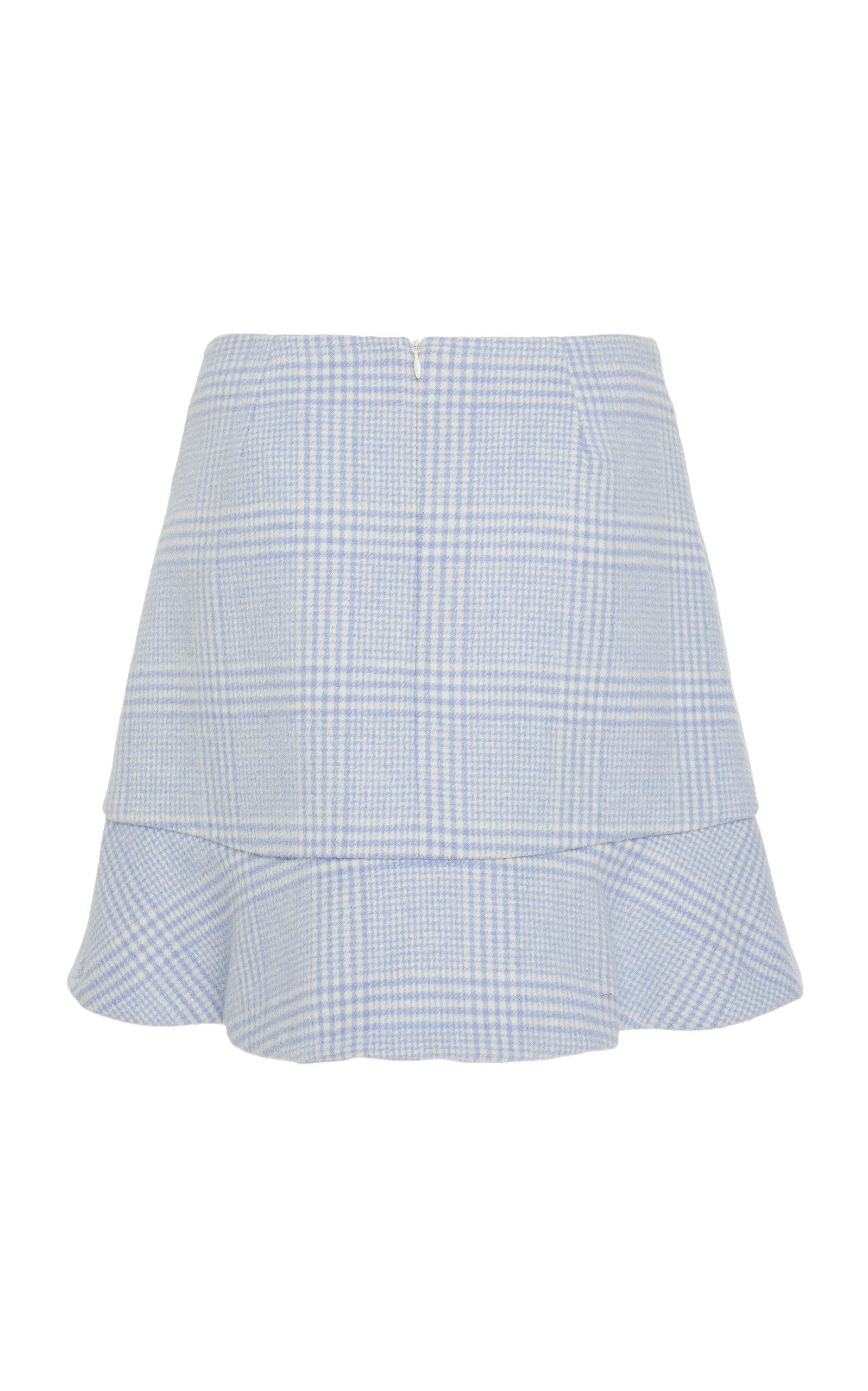 Ganni Wool Woodside Gingham Felt Mini Peplum Skirt in Blue-lt (Blue) - Lyst