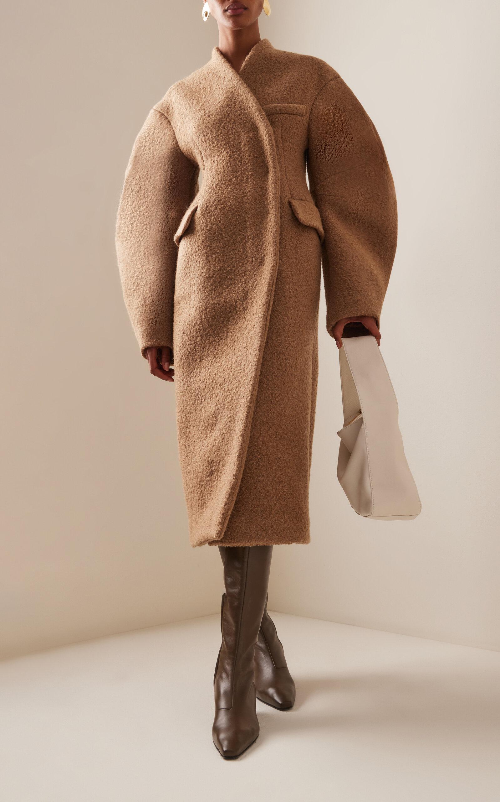 A.W.A.K.E. MODE Sculpted Wool Coat in Brown | Lyst