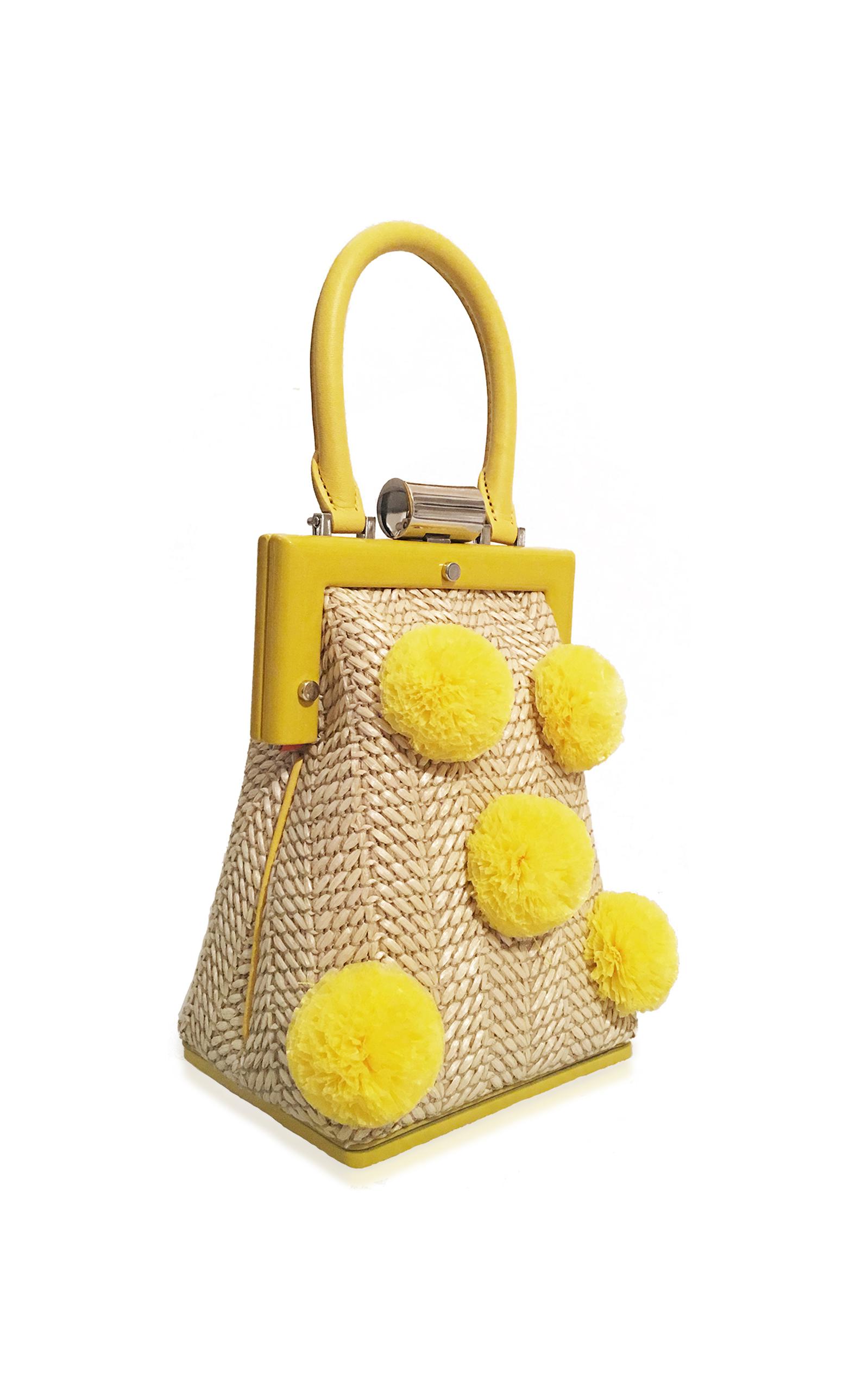 PERRIN Paris Leather La Minaudiere With Poms in Yellow - Lyst