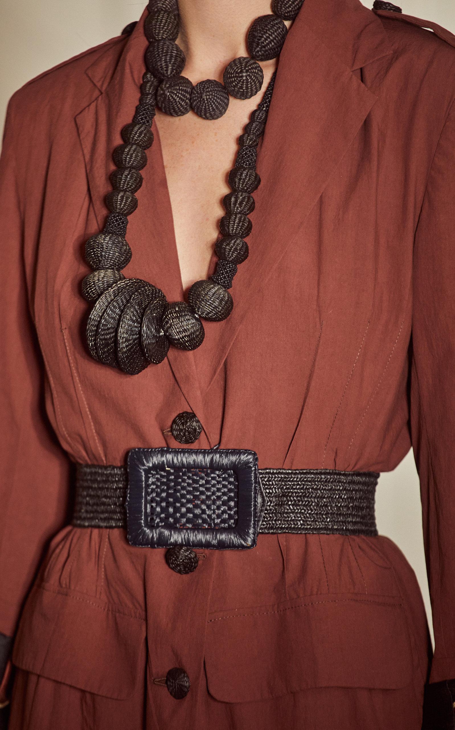Johanna Ortiz Rectangle Buckle Raffia 