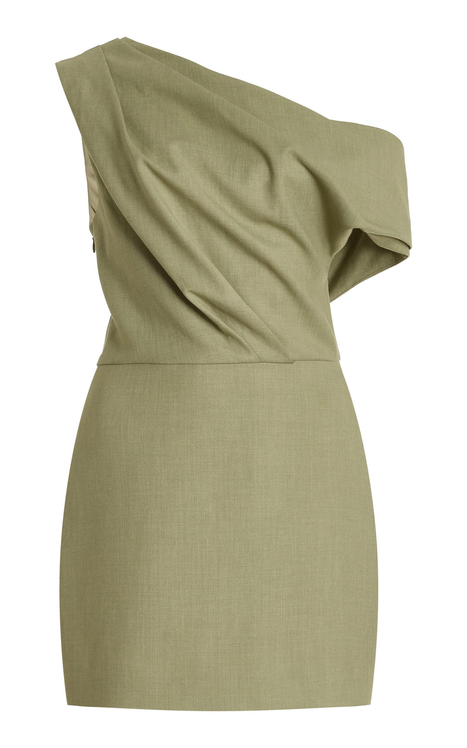 slim fit dress slacks Vero Dress In Olive Green Doppio Satin main image 0
