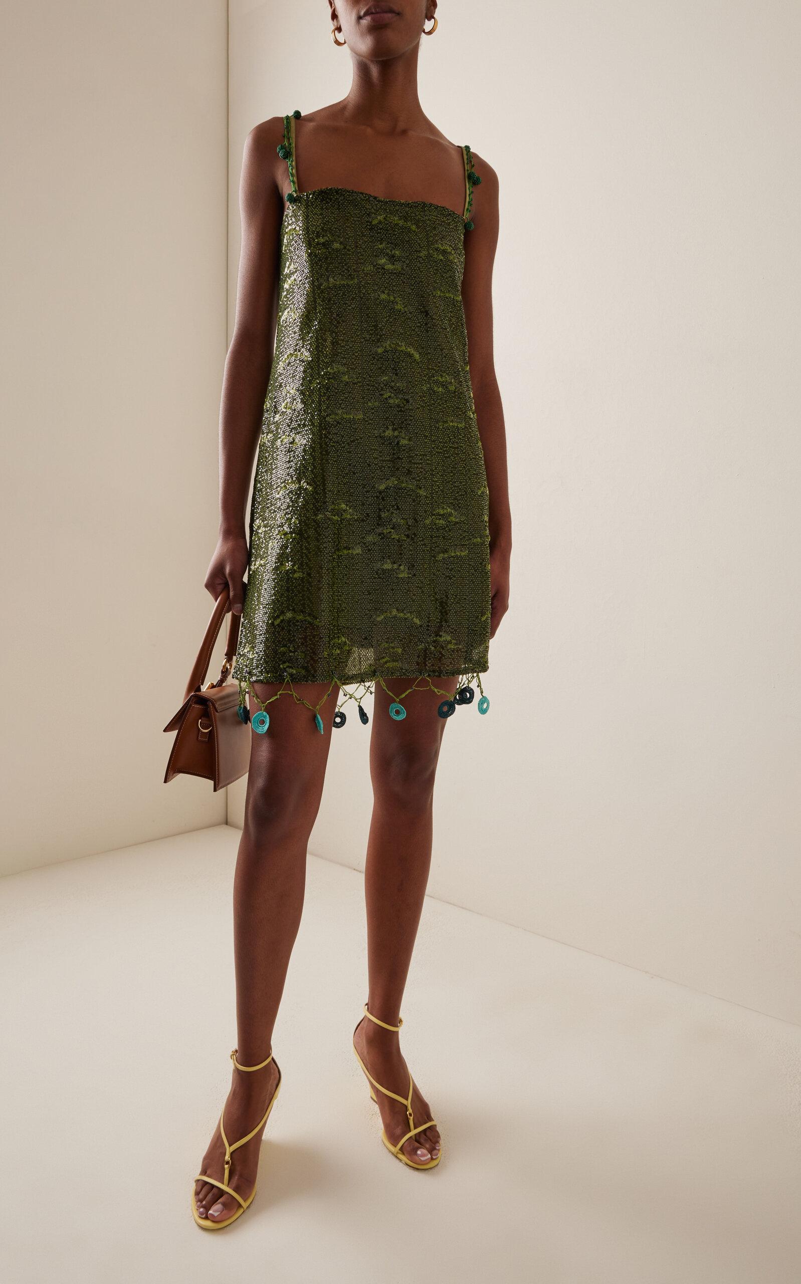 Siedres Enta Bead-embellished Sequined Mini Dress in Green | Lyst