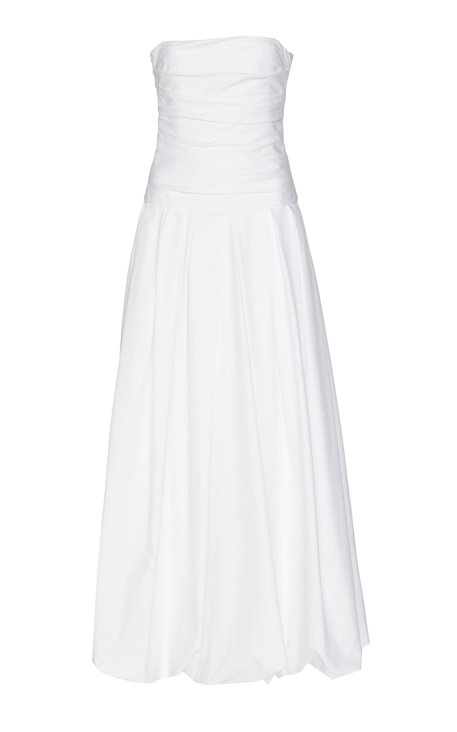 cotton strapless maxi dress