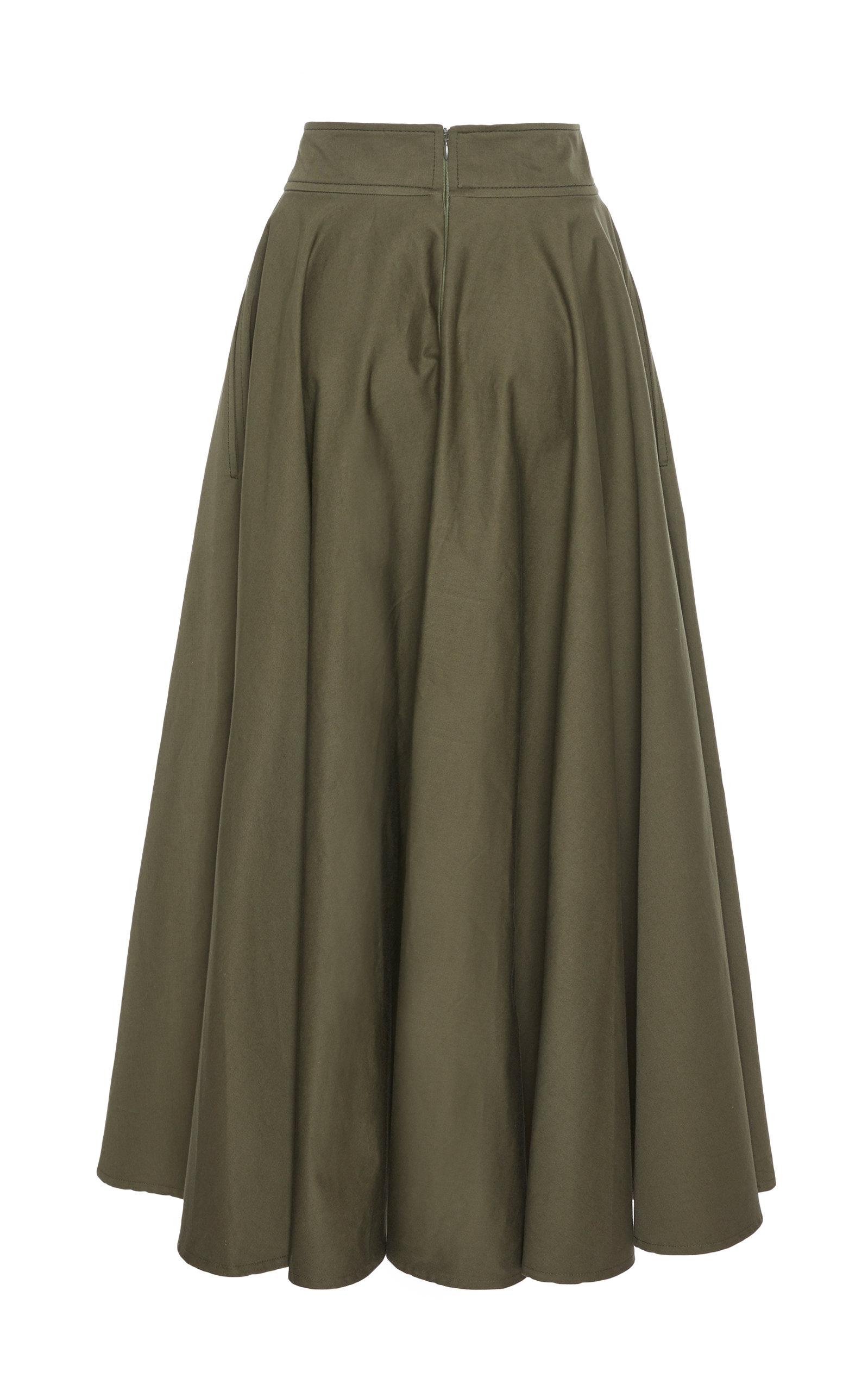 Martin Grant Belted Cotton Circle Skirt in Brown Lyst