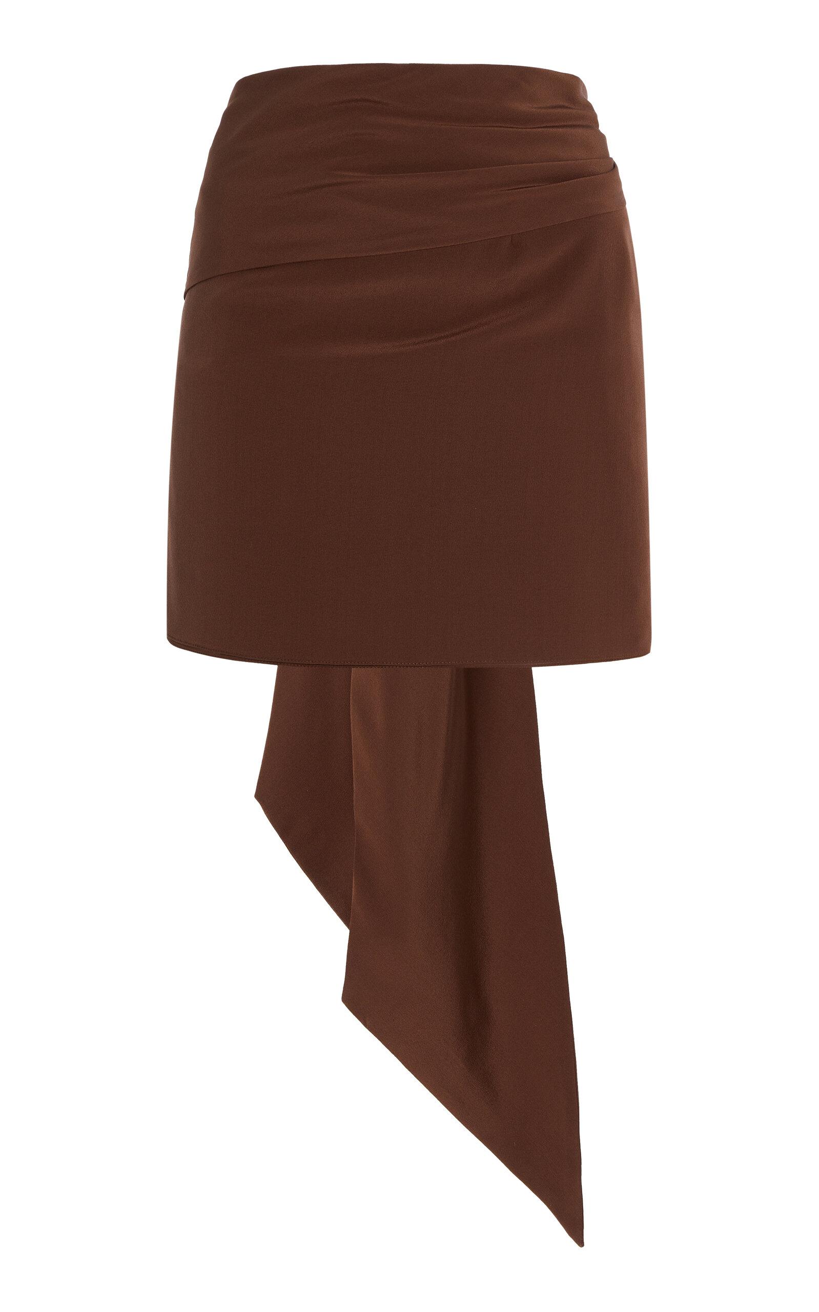 Prada Silk Crepe De Chine Mini Wrap Skirt in Brown | Lyst