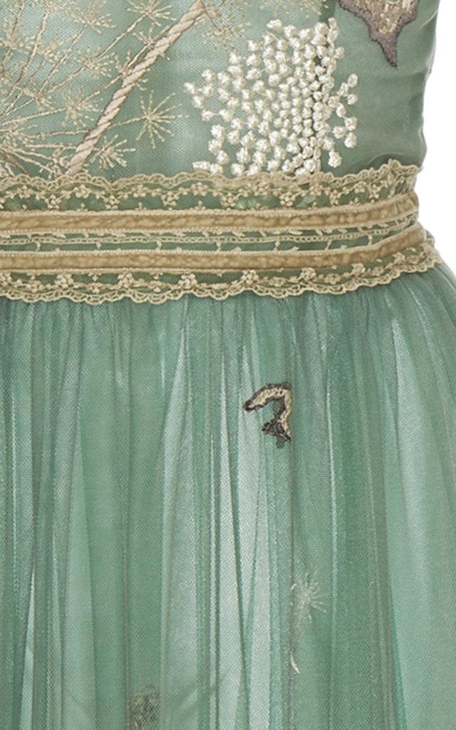 green emerald velvet dress Costarellos Lace-trimmed Embroidered Tulle Gown  Runway Catalog