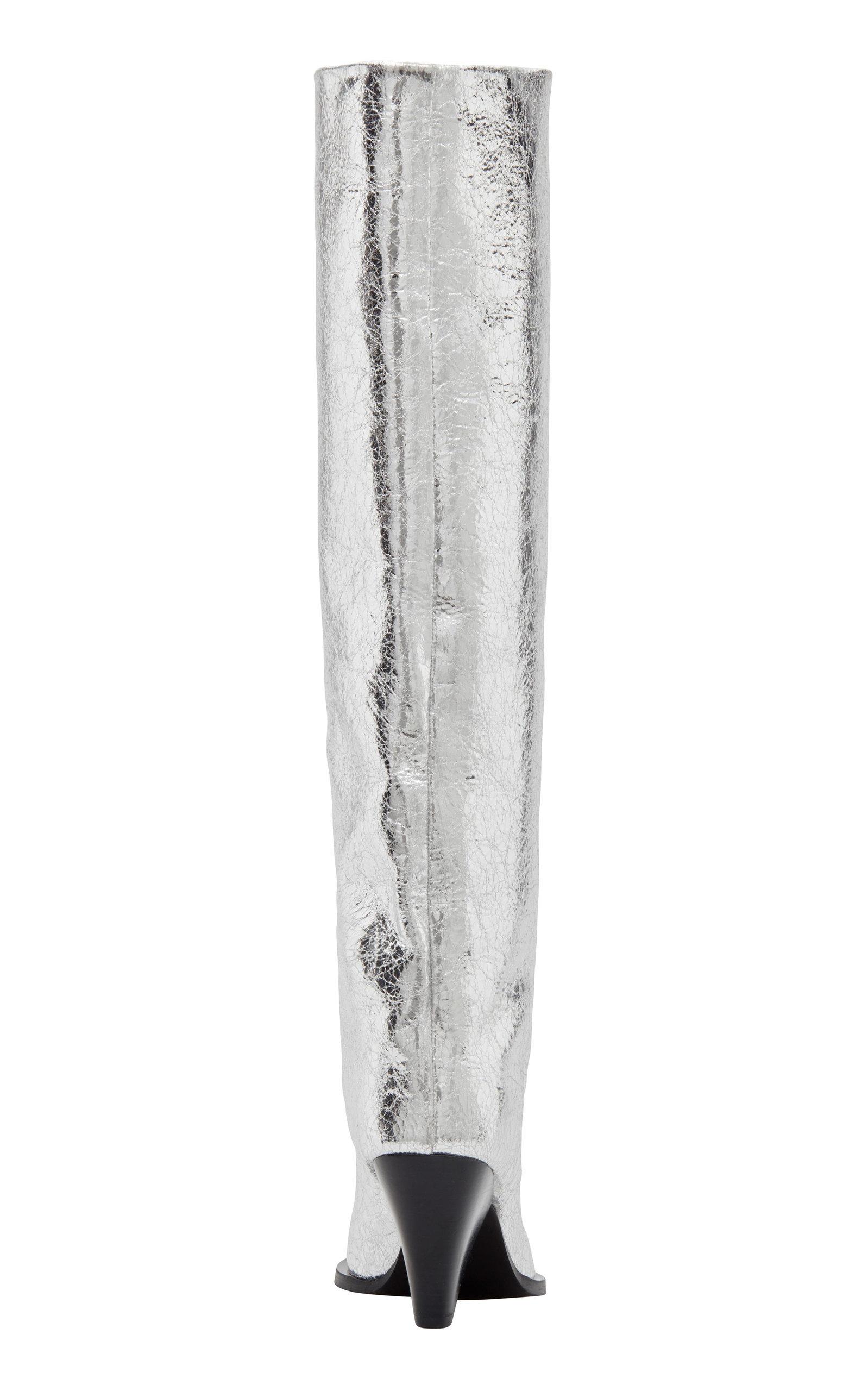 boot stand ups on Stand Studio Synthetic Monique Silver Boots In Metallic Lyst