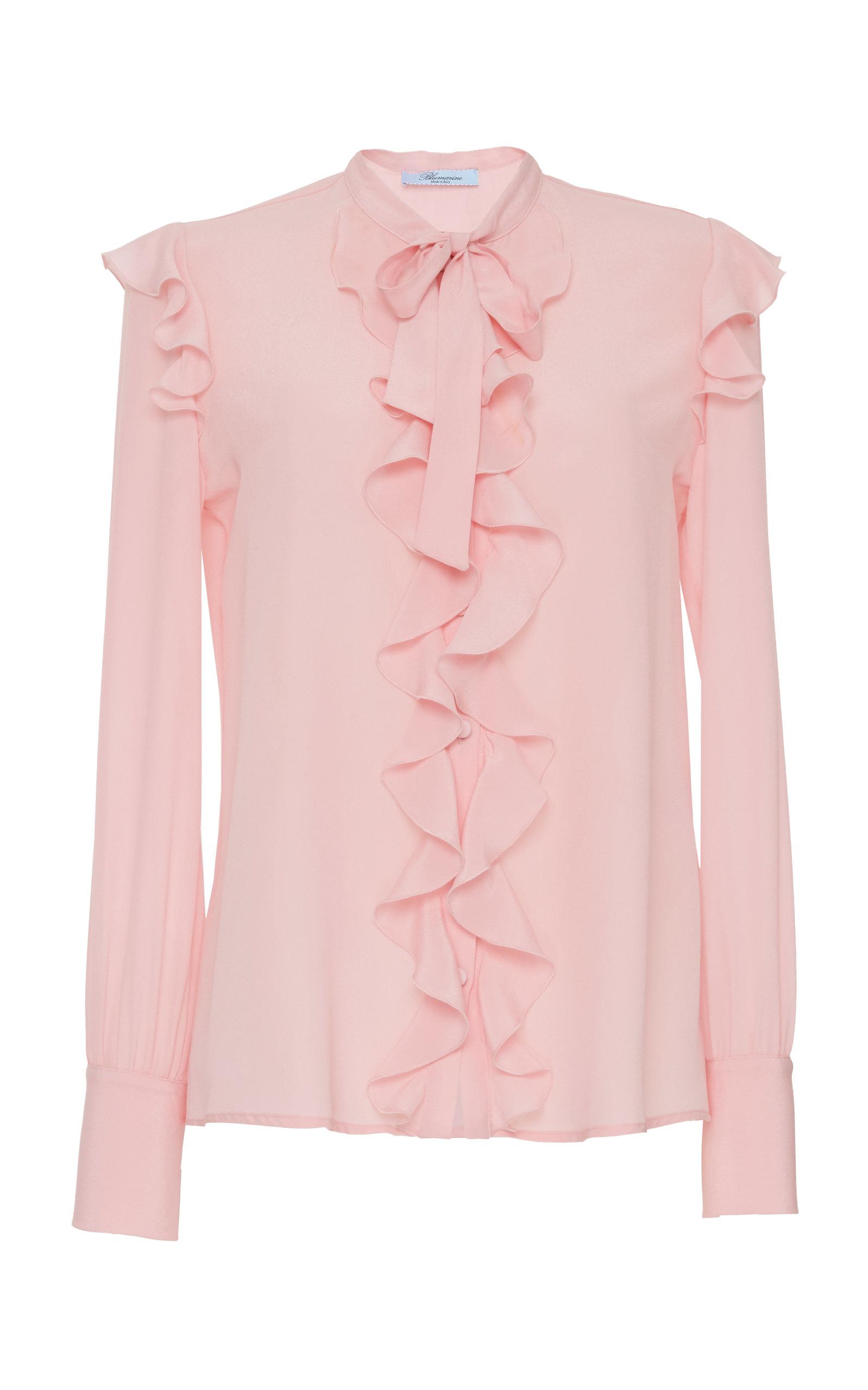 pink ruffle blouse long sleeve