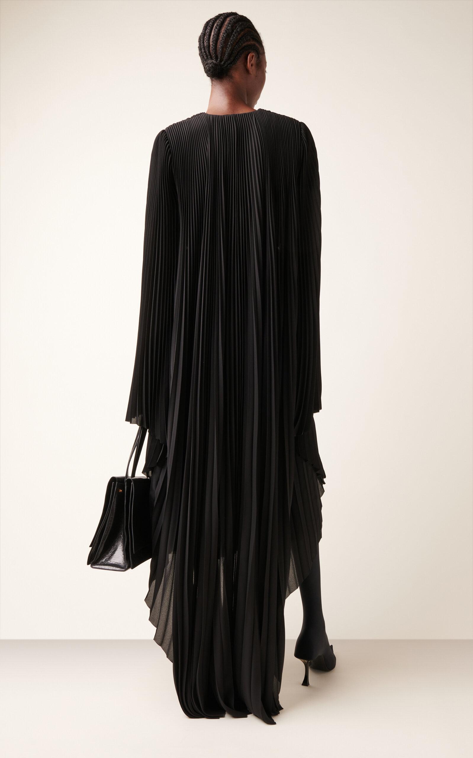 Balenciaga Pleated Tech-crepe Dress in Black | Lyst