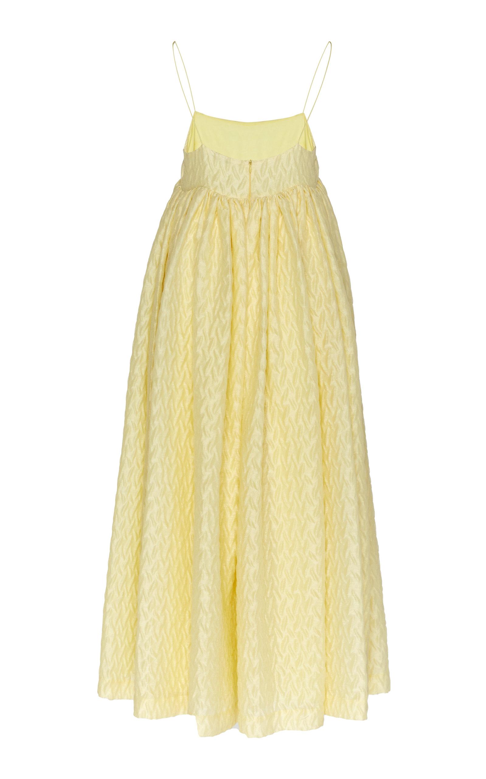 Cecilie Bahnsen Beth Strapless Linen-blend Dress in Yellow | Lyst
