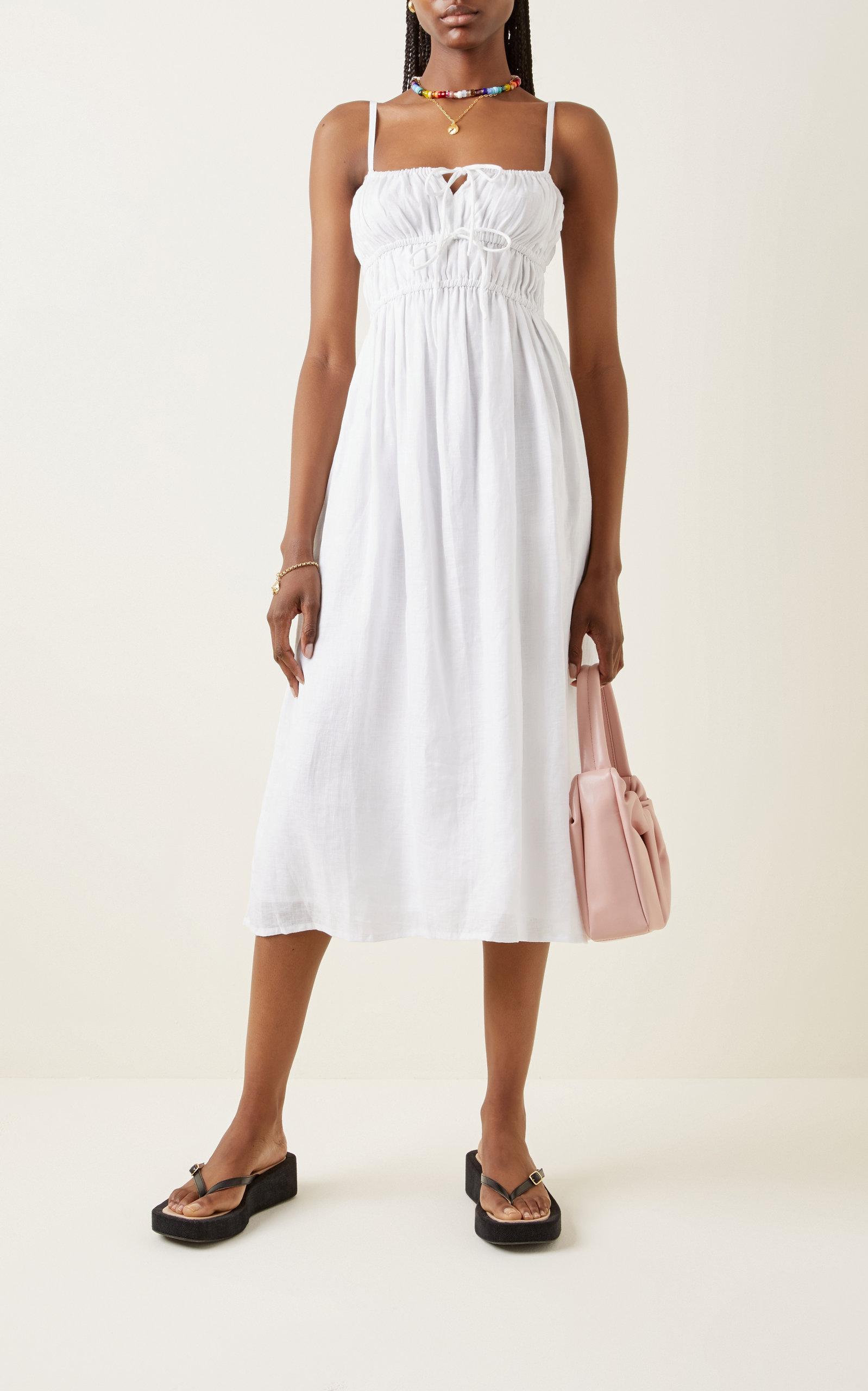 Faithfull The Brand Francesca Linen Midi Dress in White | Lyst