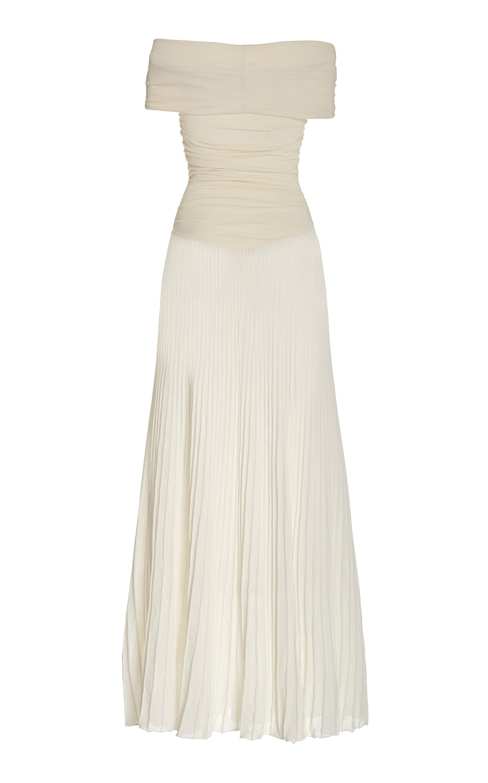 Khaite Marca Plisse-trimmed Dress in White | Lyst