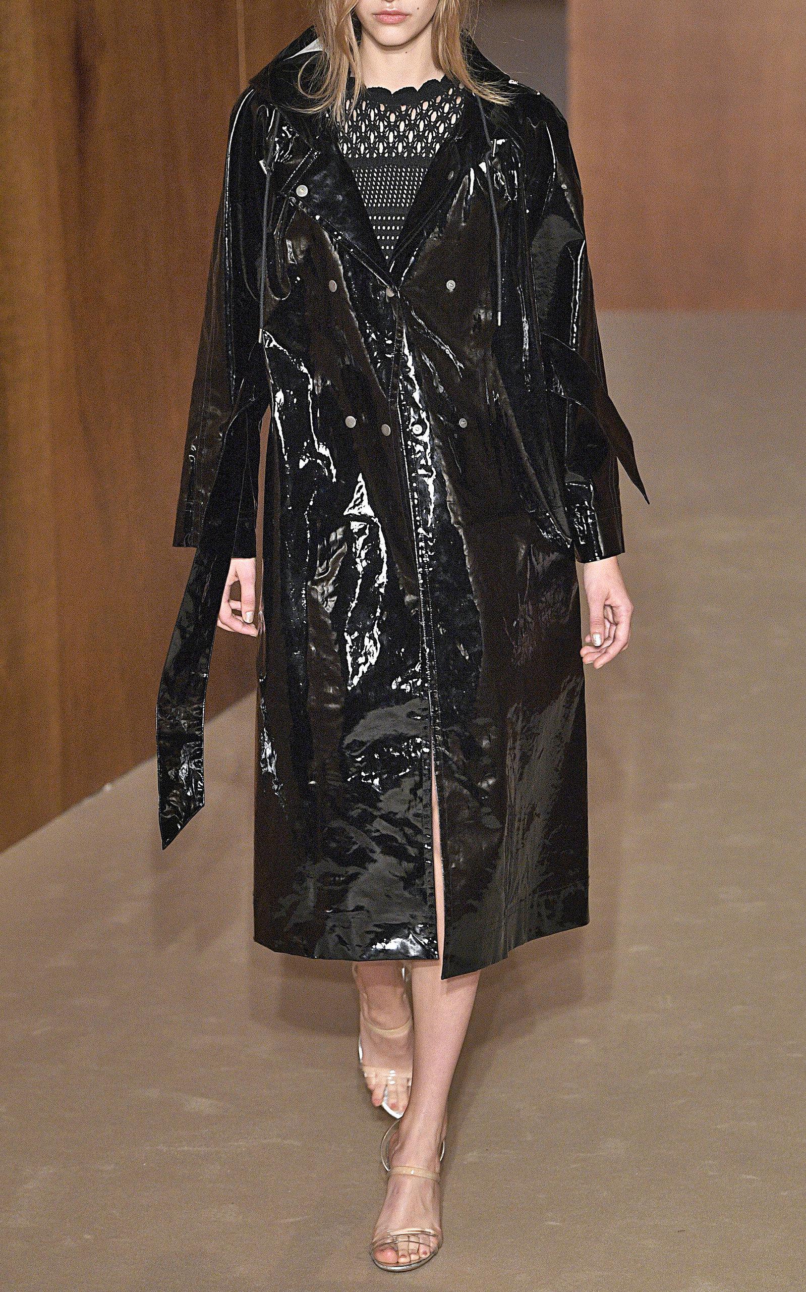 black vinyl raincoat