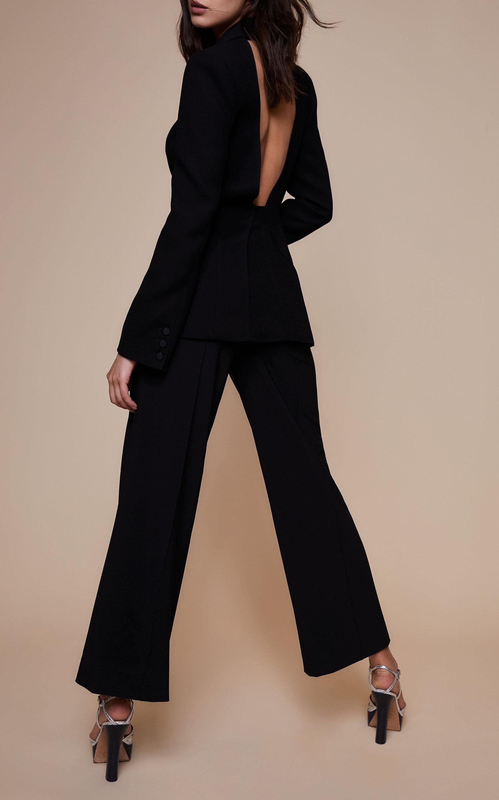 Diane von Furstenberg Collared Open Back Blazer in Black | Lyst