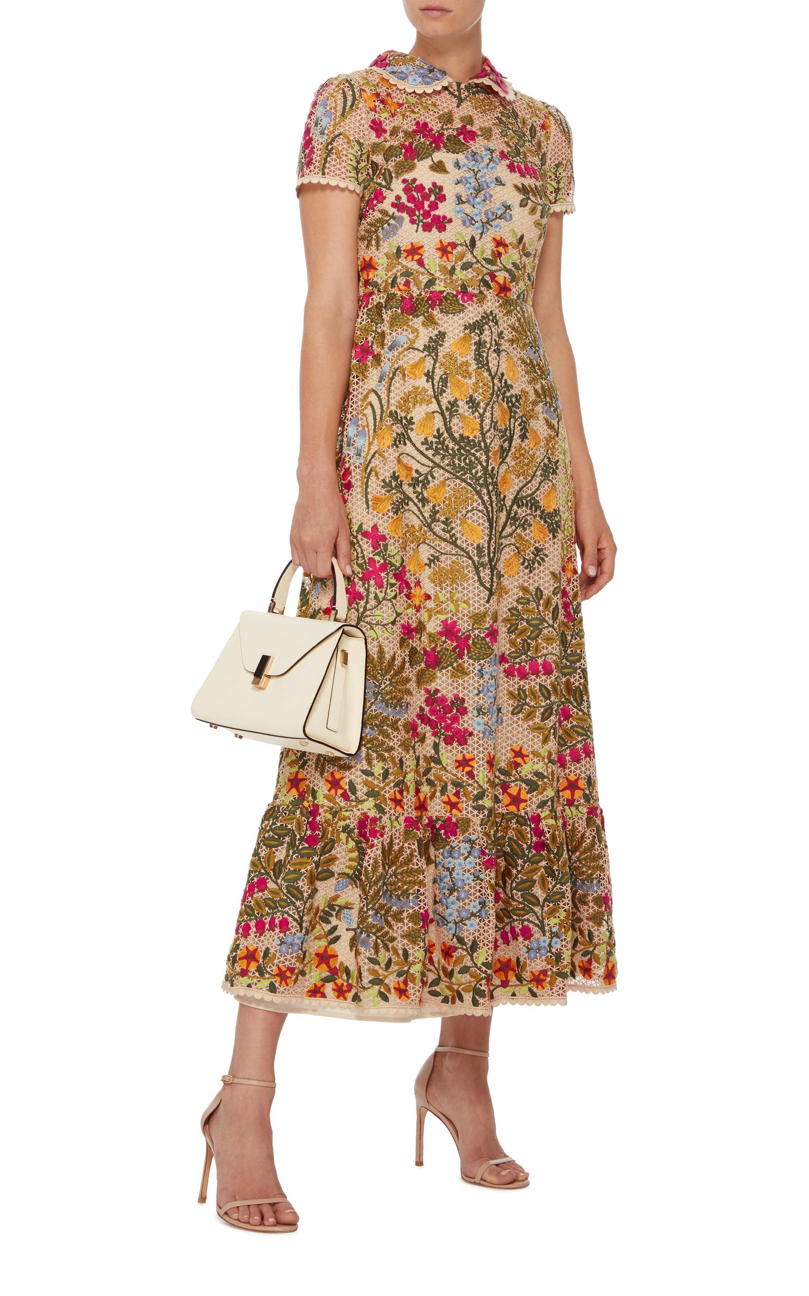 RED Valentino Floral Embroidered Macramé Dress | Lyst