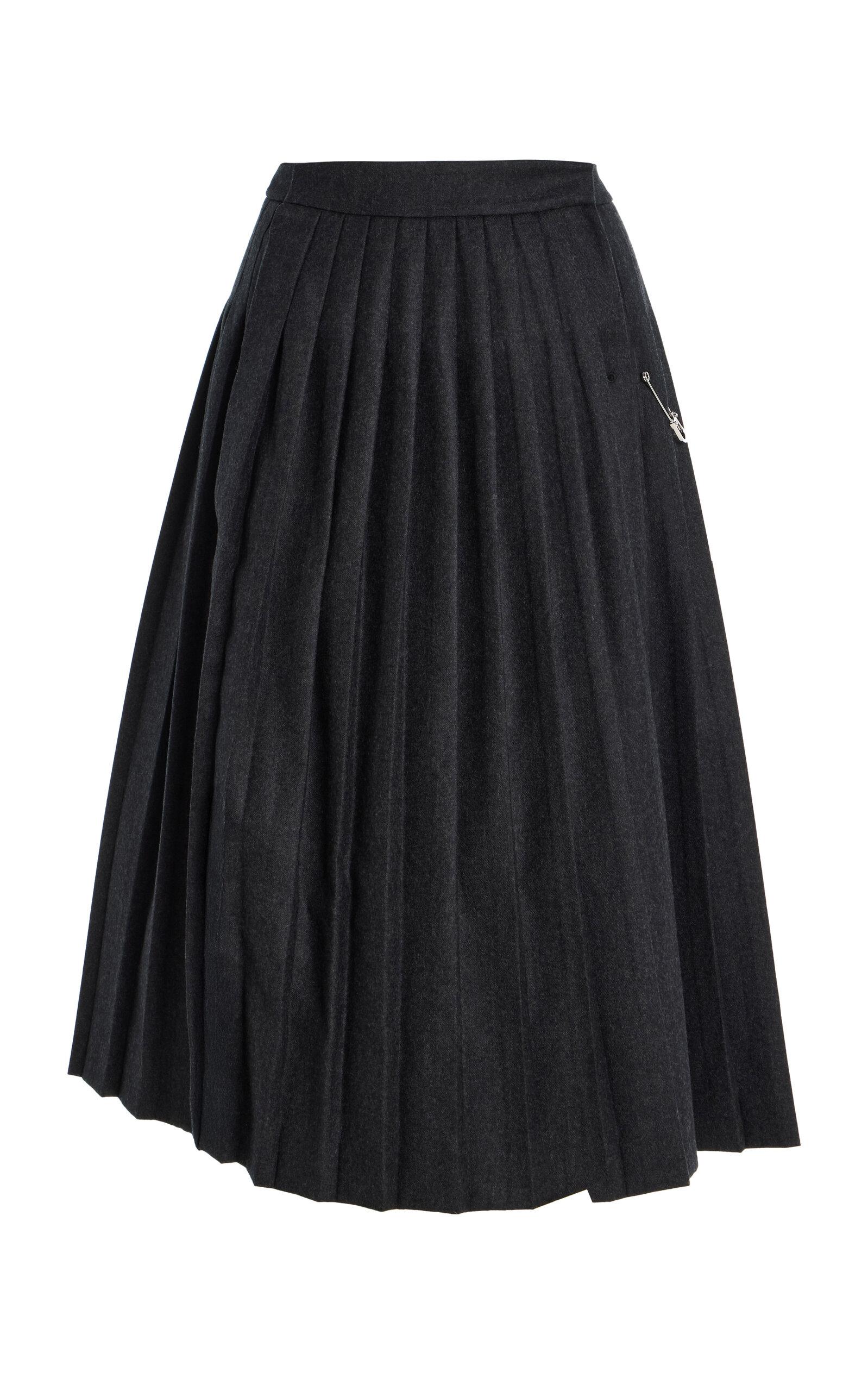 スカート PRADA GREY PLEATED WOOL SKIRT Shop Prada Pleated Wool Skirt | Saks Fifth Avenue