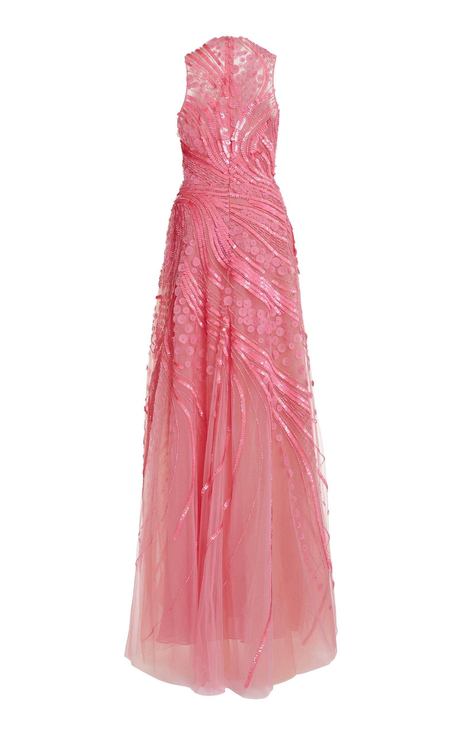 Elie Saab Beaded Maxi Dress in Pink | Lyst