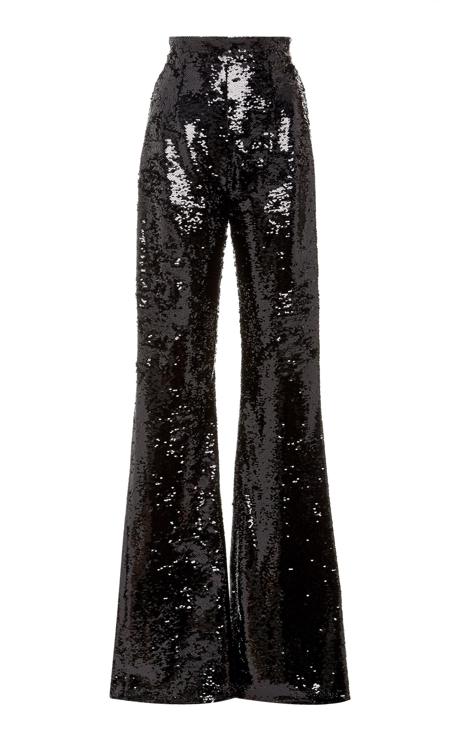 16Arlington Synthetic Sequin Flared Trousers in Black - Lyst