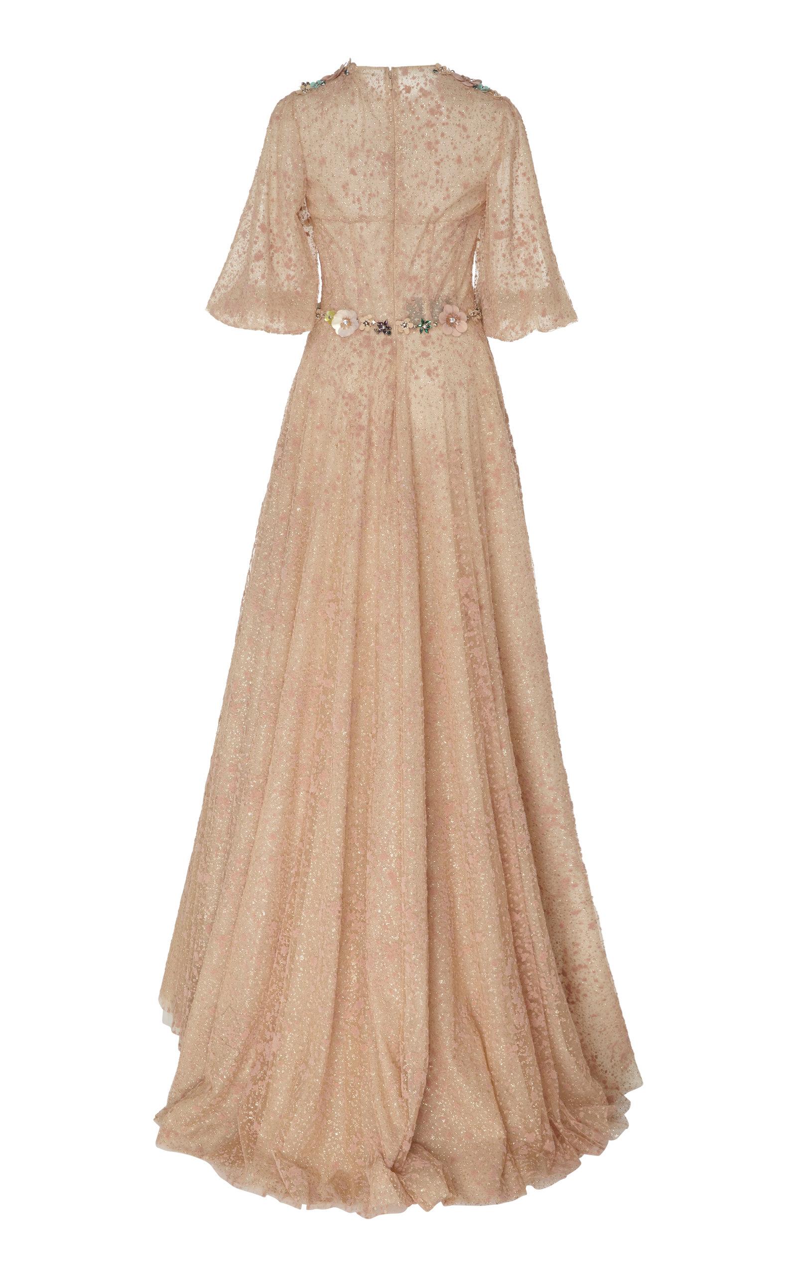 Costarellos Embellished Tulle Gown in Beige (Natural) - Lyst