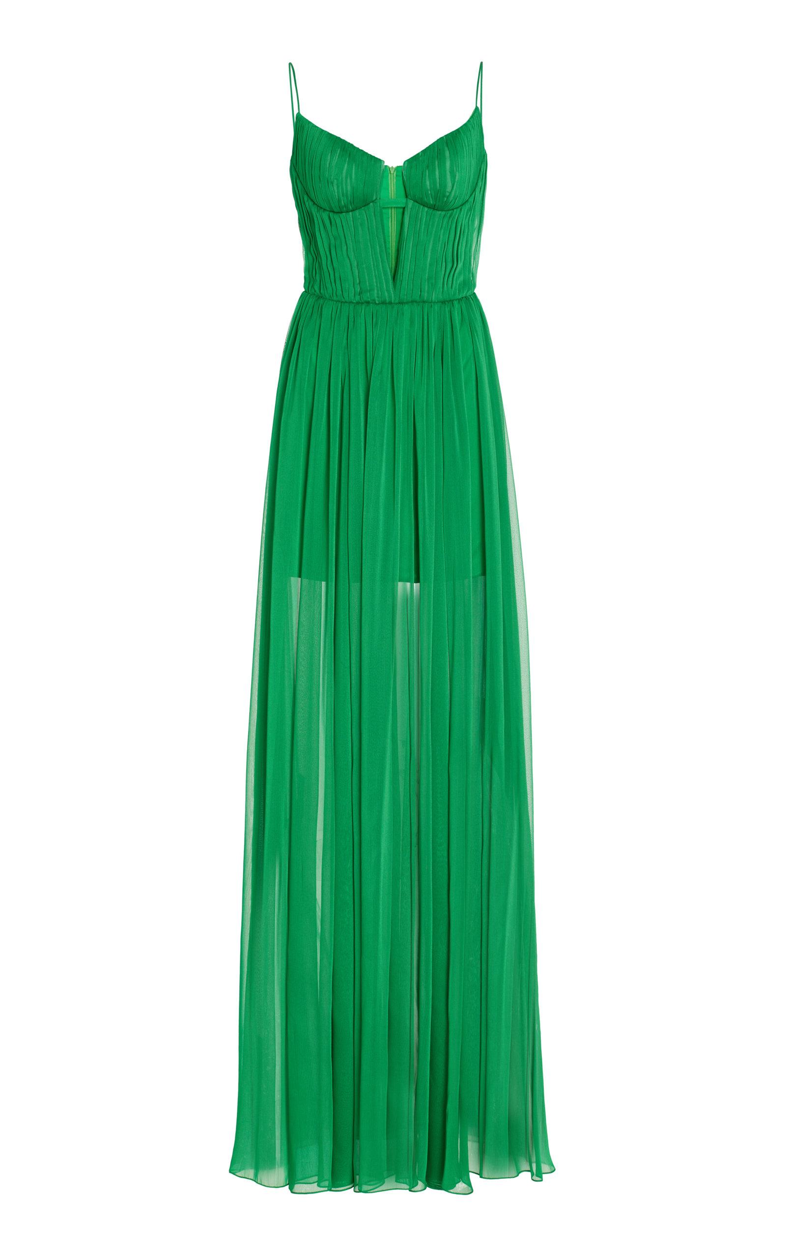 rasario green dress Satin maxi dress with a train Color: Green RASARIO Online Boutique 34 (FR) / Green