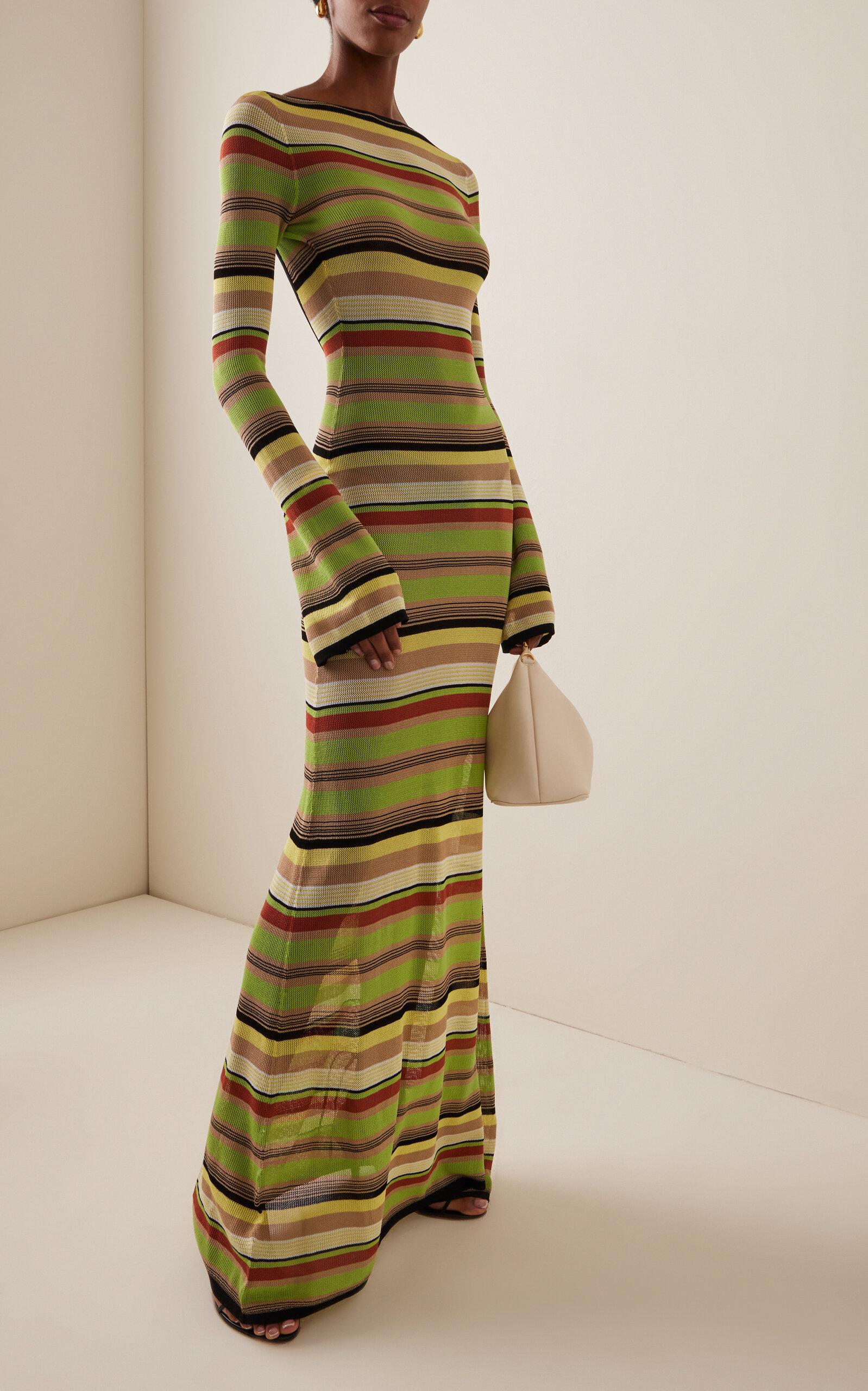 SIR. Coastline Open-Back Striped Maxi Dress in Green | Lyst