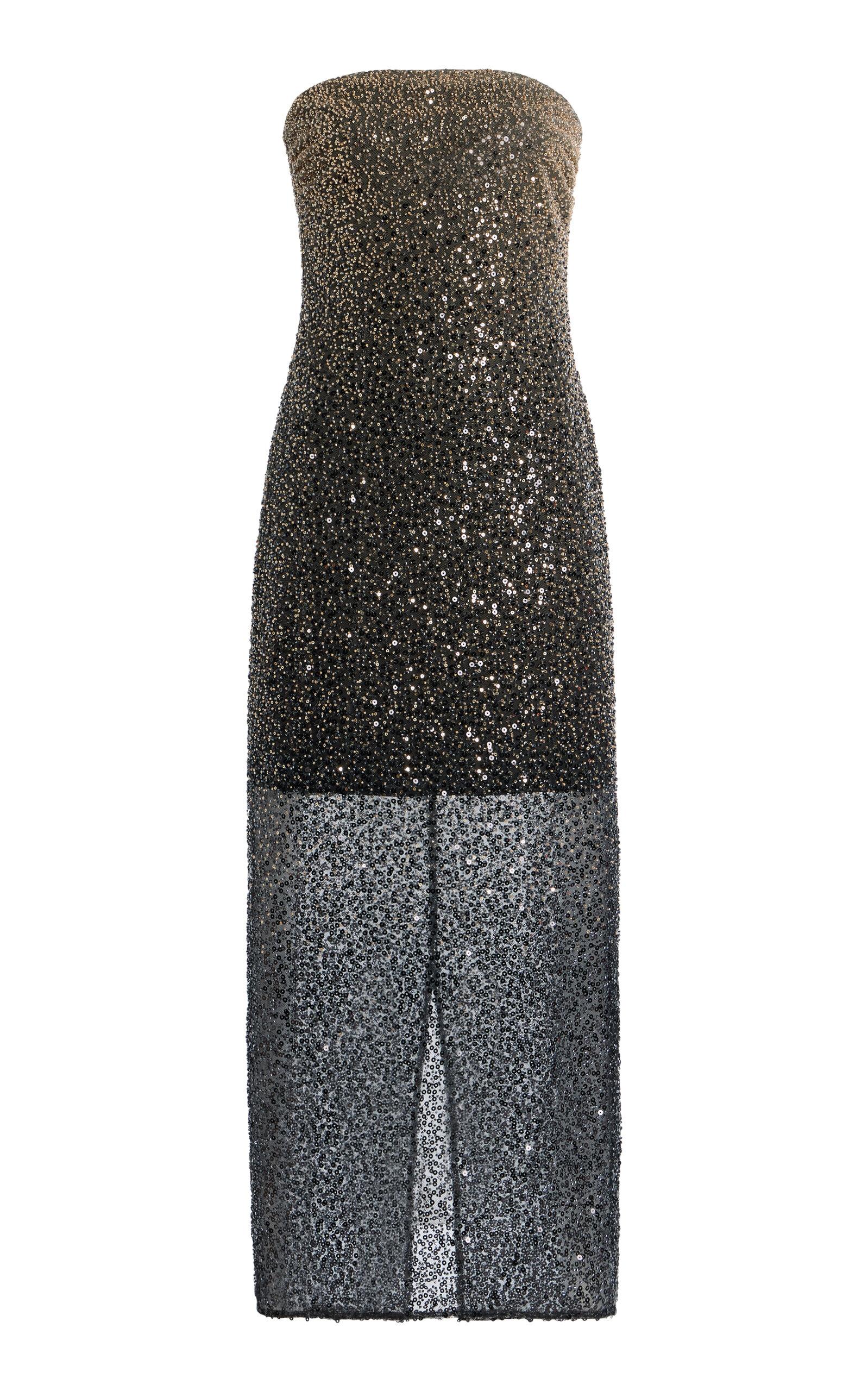 rotate birger christensen embroidered strapless midi dress Rotate By Birger Christensen Floral-embroidered Midi Dress