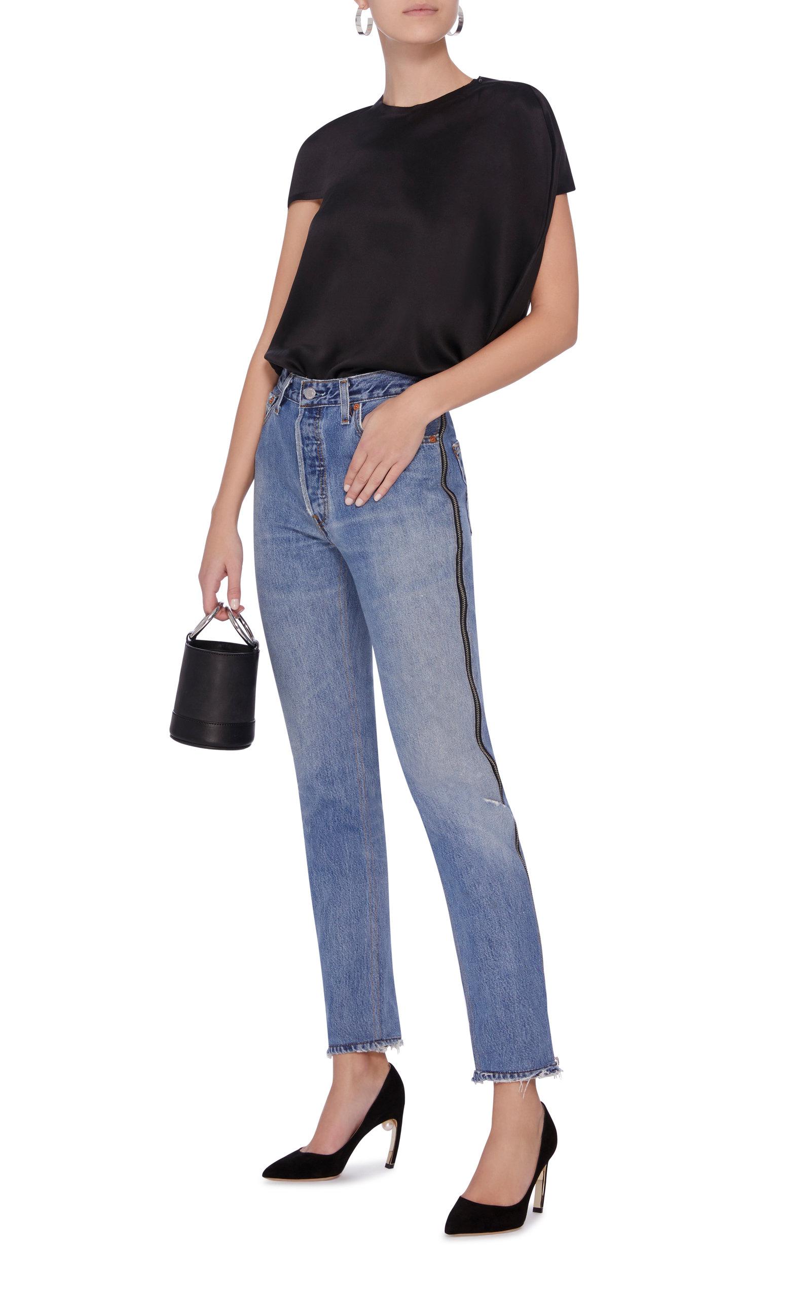 RE/DONE Denim Side Zip High-rise Straight Leg Jeans in Blue - Lyst