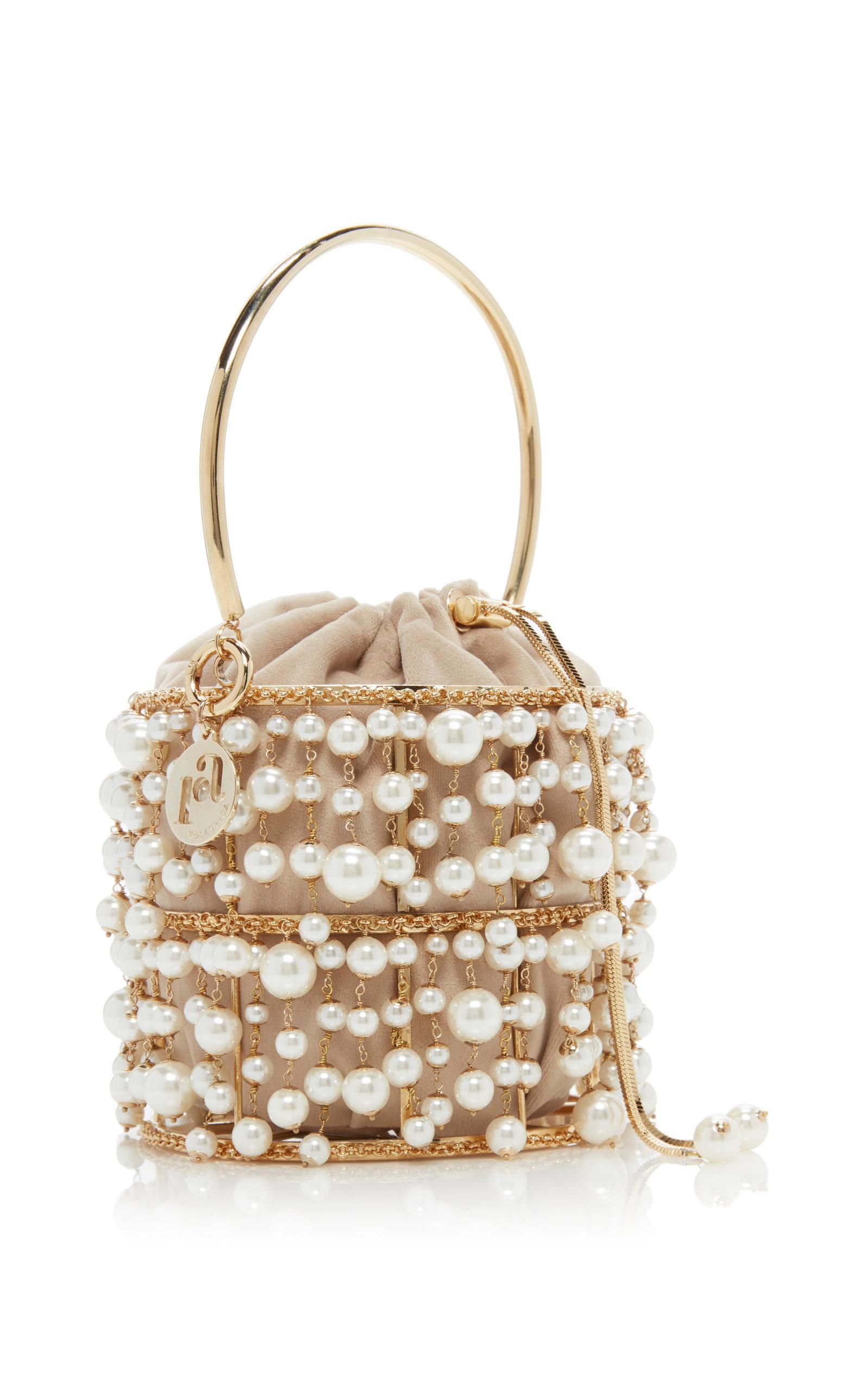 Rosantica 'rea' Faux Pearl Cage Bucket Bag in Metallic Lyst