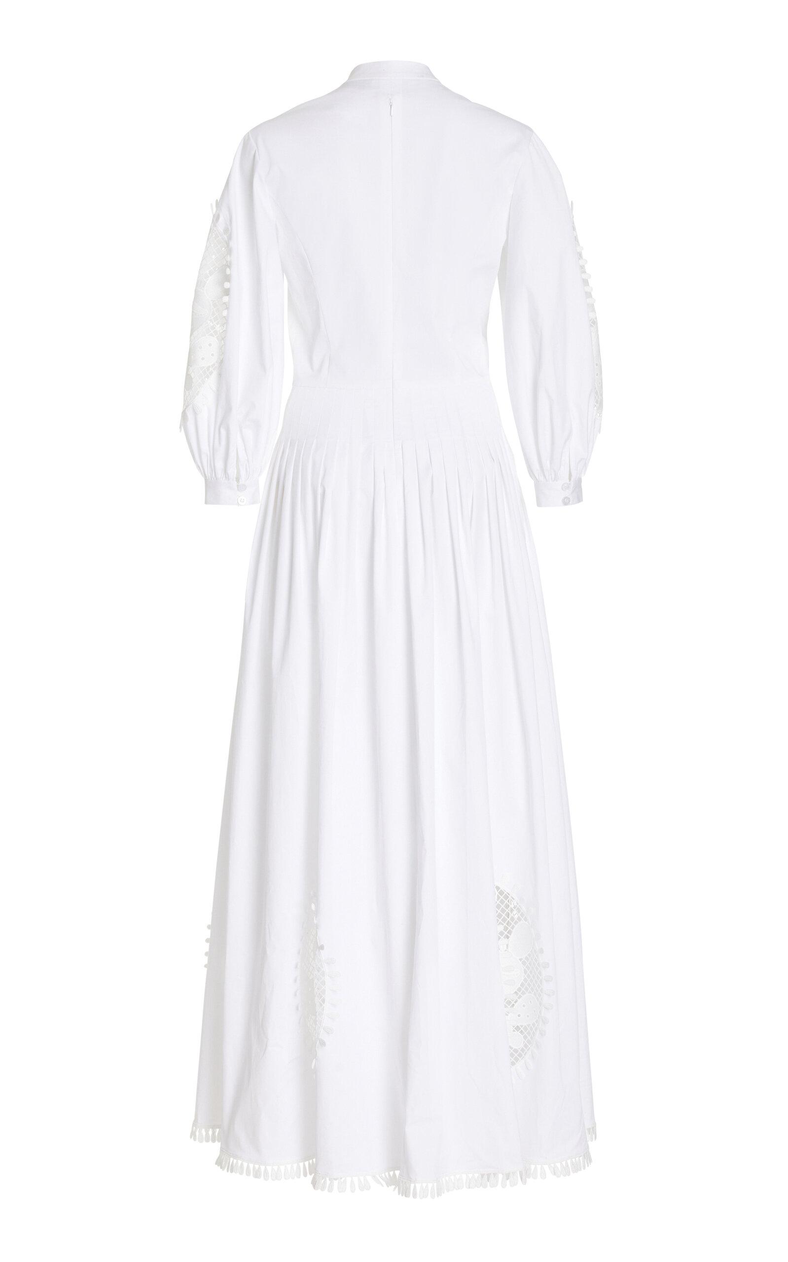 Oscar de la Renta Embroidered Pleated Cotton Poplin Maxi Dress in White | Lyst Oscar de la Renta Embroidered Pleated Cotton Poplin Maxi Dress in White | Lyst