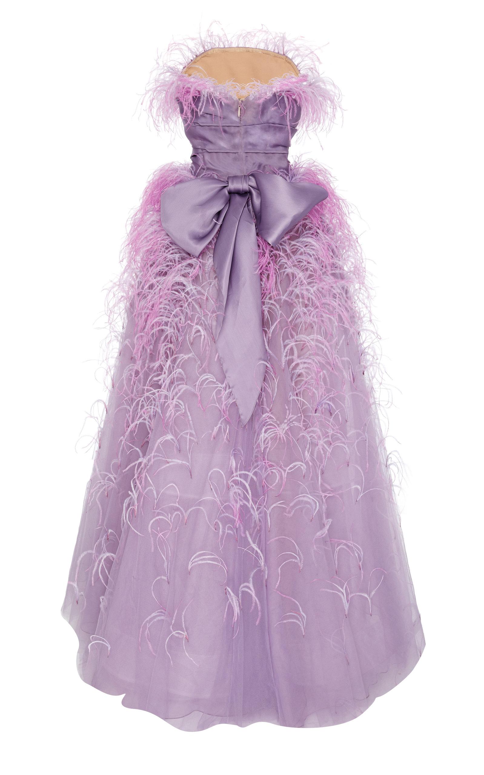 purple feather dress