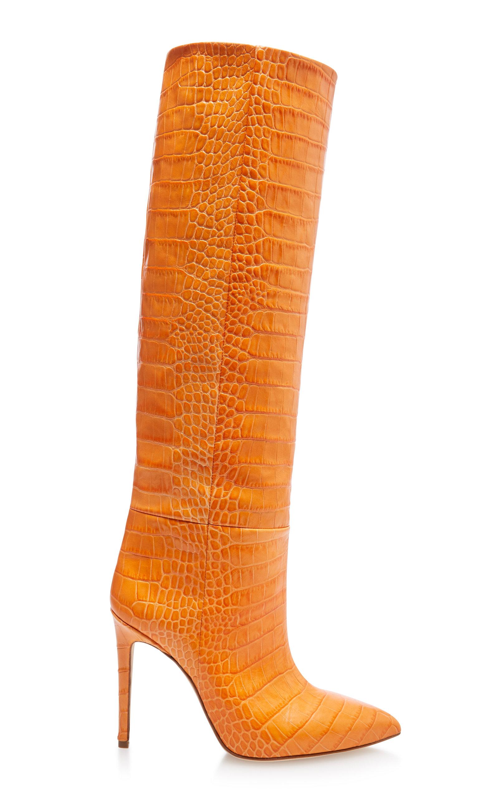 Paris Texas Croc-embossed Leather Boots in Orange | Lyst