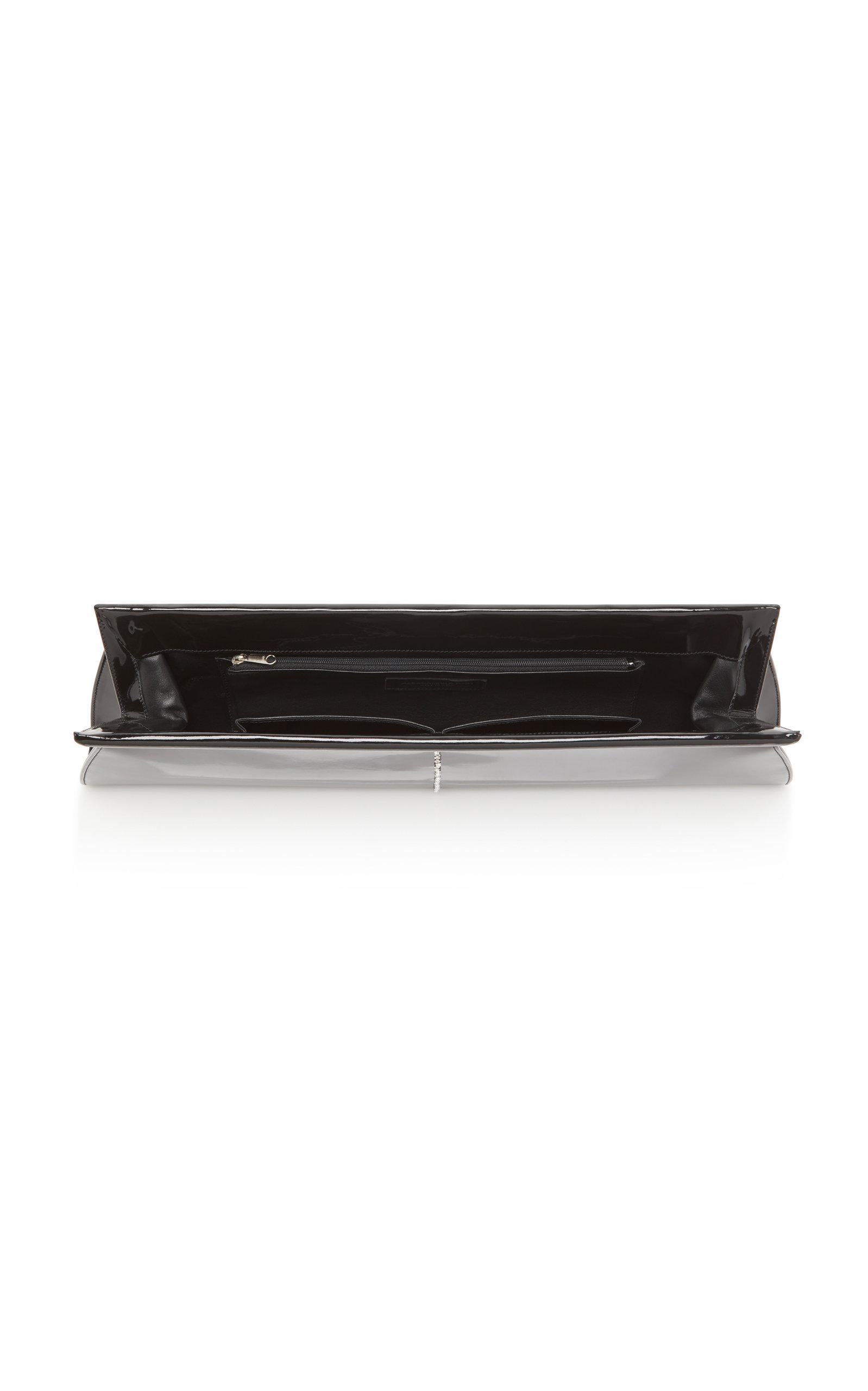 Alessandra Rich Extra Long Patent Leather Clutch in Black