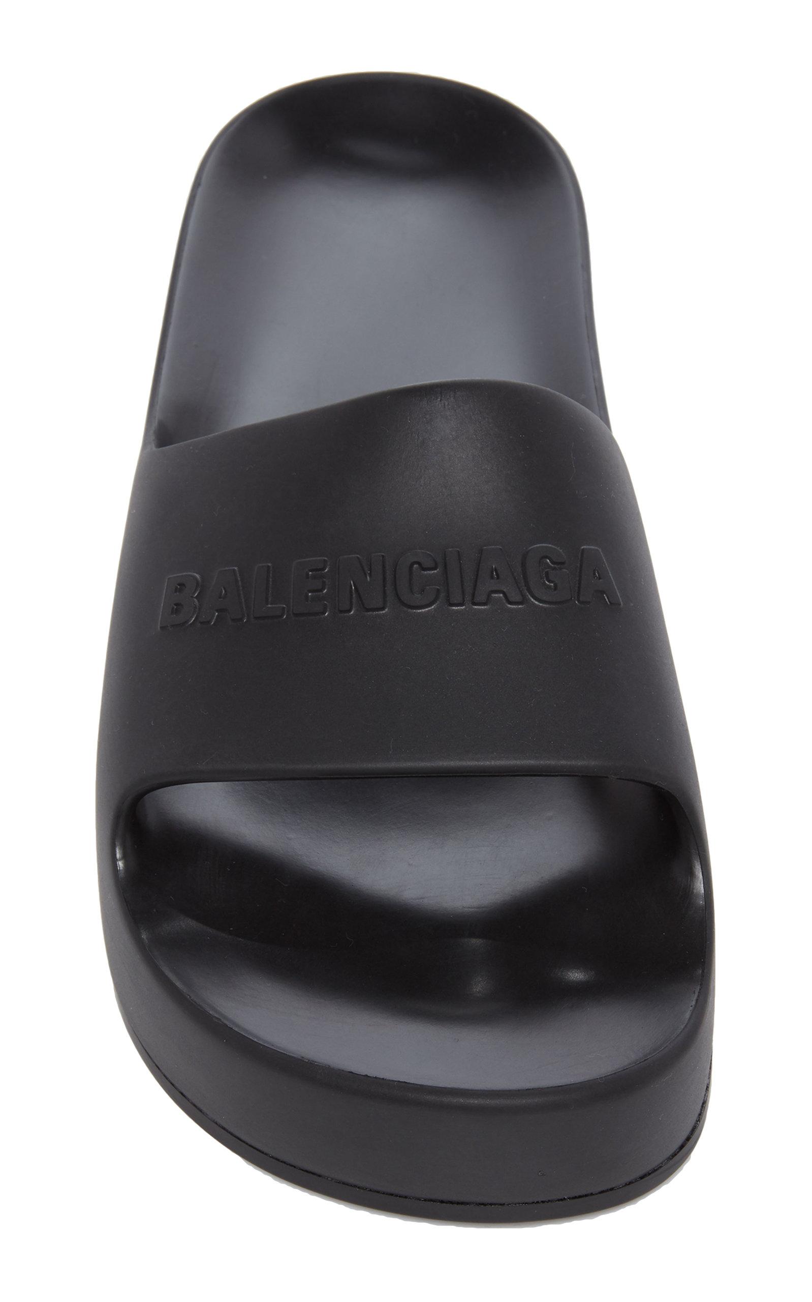 Balenciaga Chunky Logo-embossed Rubber Slide Sandals in Black | Lyst