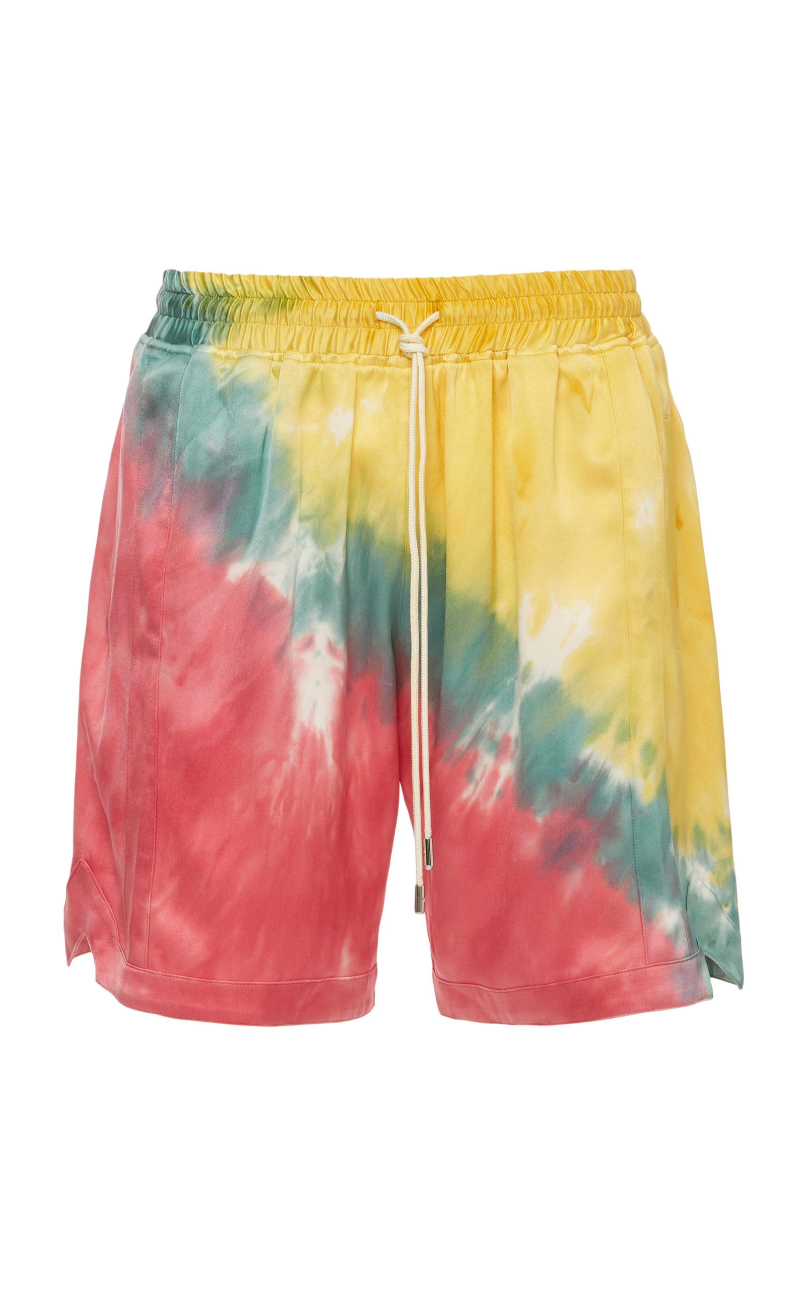 Just Don Tie-dye Silk-satin Basketball Shorts in Yellow for Men - Lyst